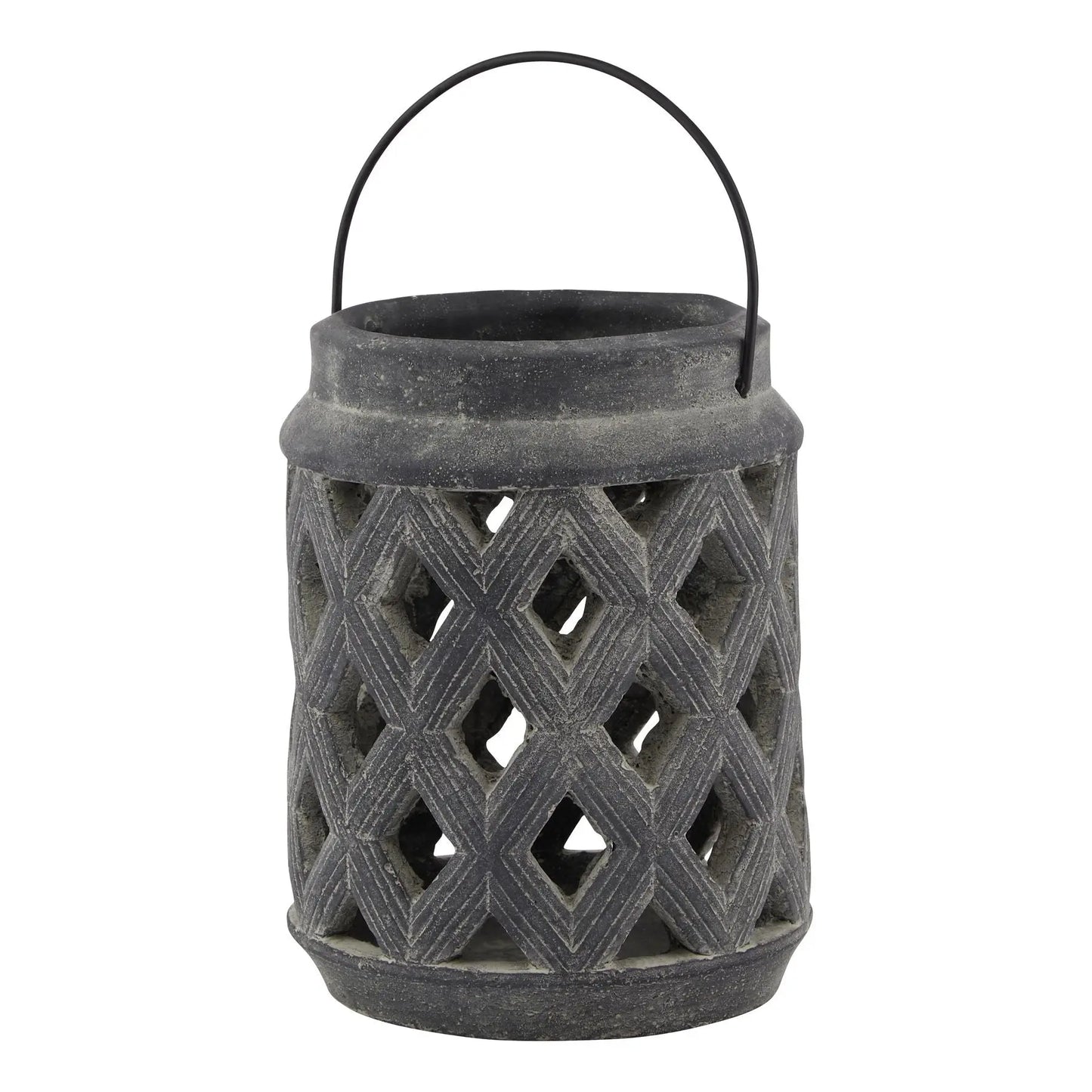 Amalfi Grey Large Lattice Lantern Makur Interior