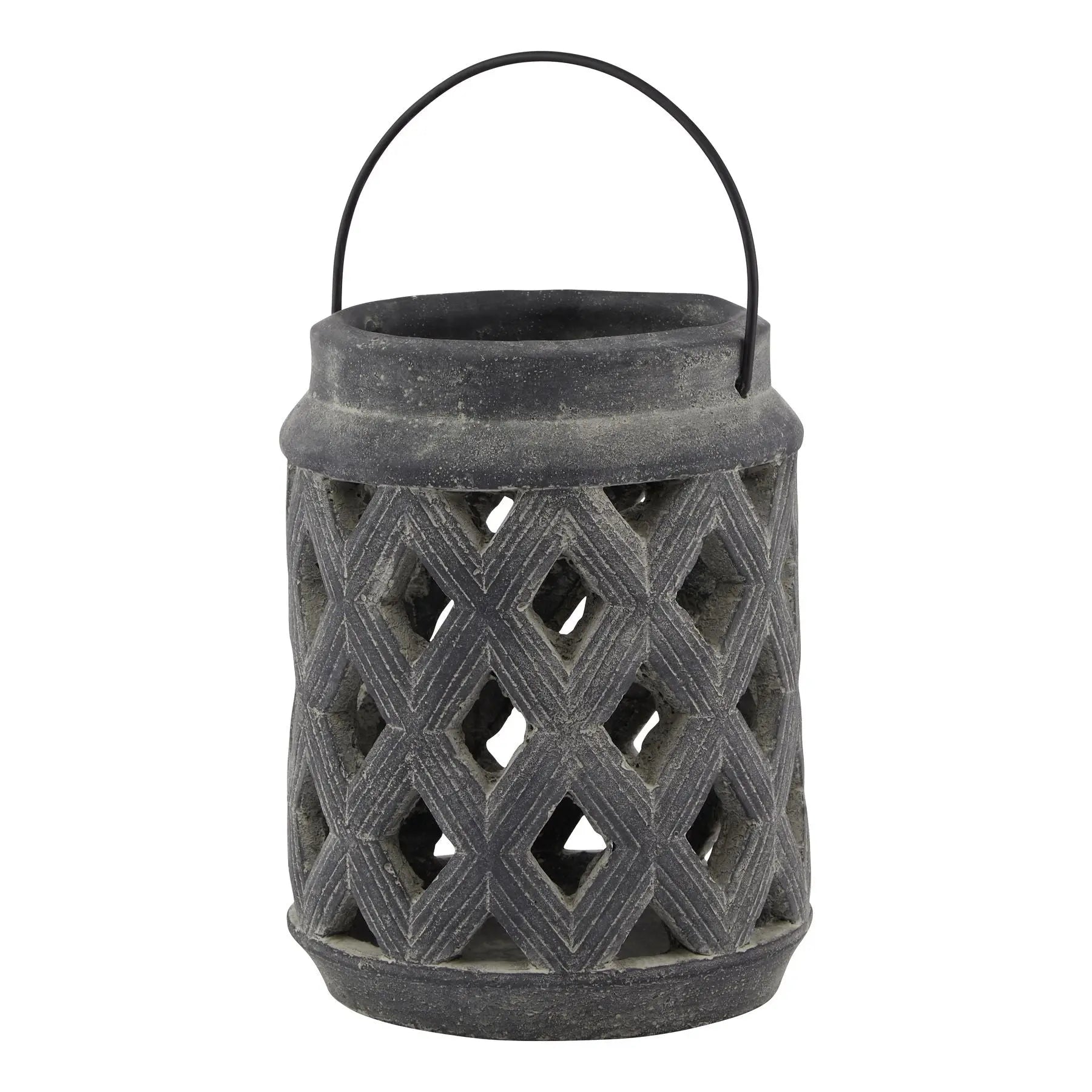 Amalfi Grey Large Lattice Lantern Makur Interior