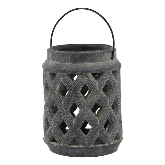 Amalfi Grey Large Lattice Lantern Makur Interior