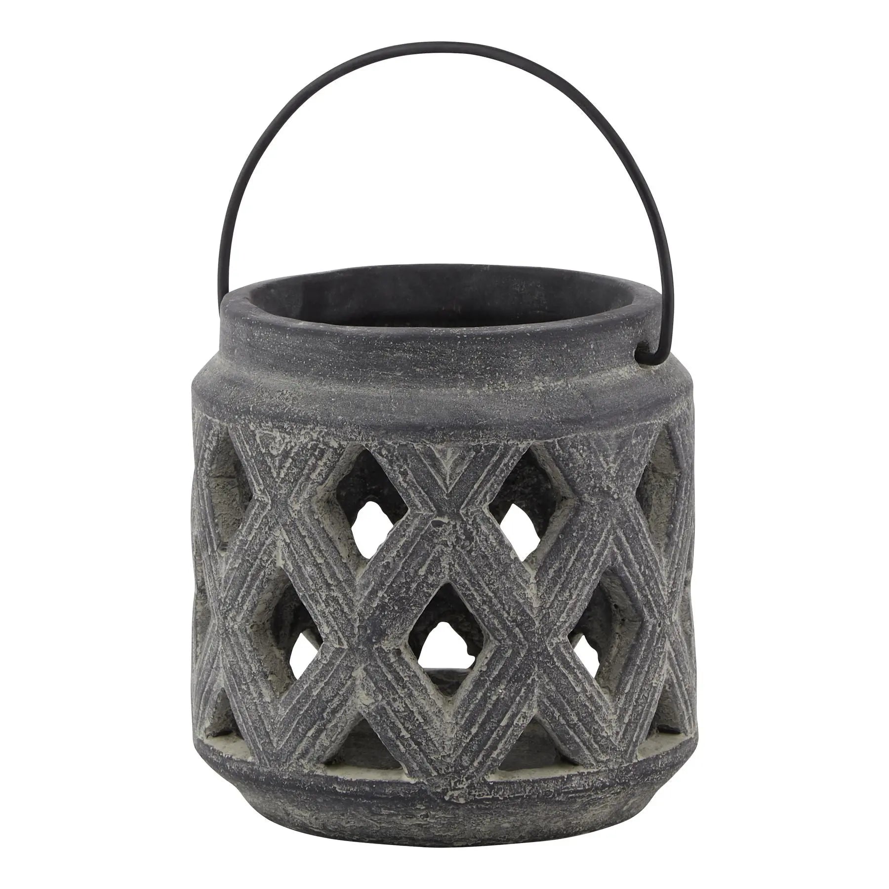 Amalfi Grey Lattice Lantern Makur Interior