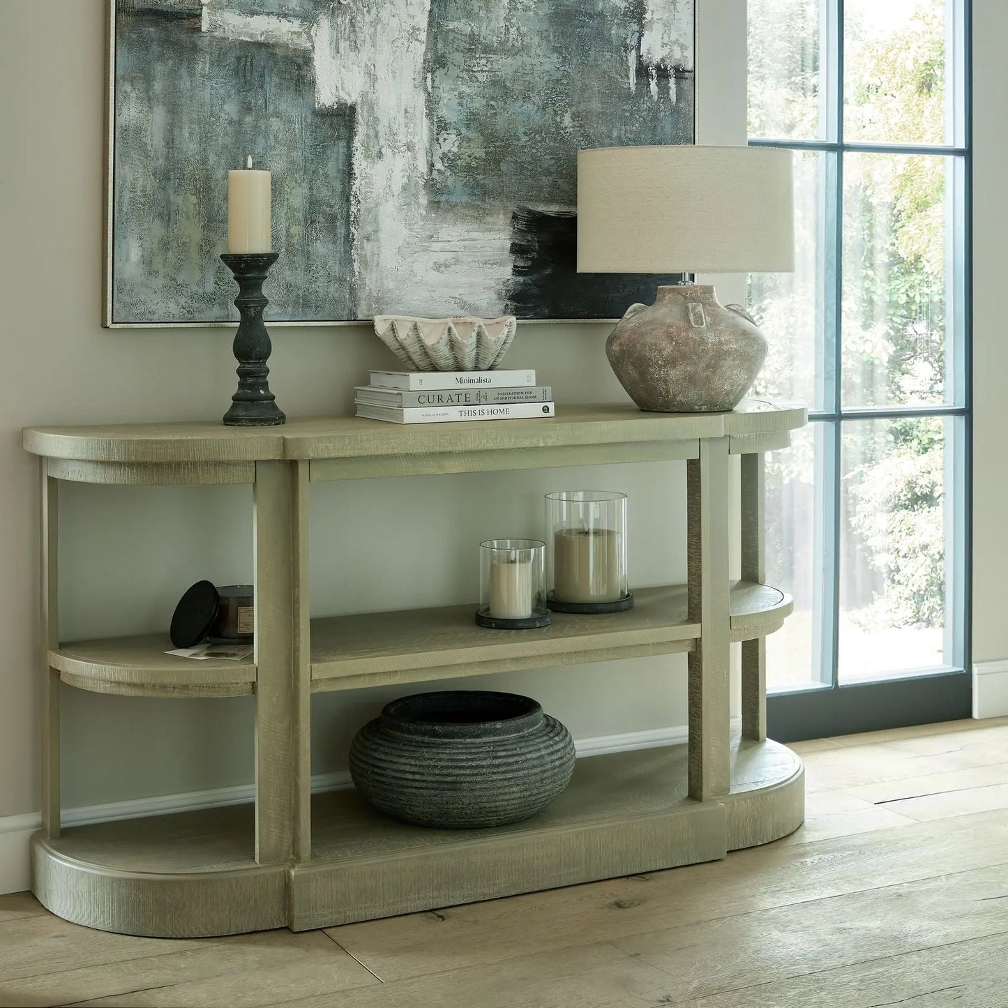 Amalfi Grey Large Hurricane Lantern Makur Interior
