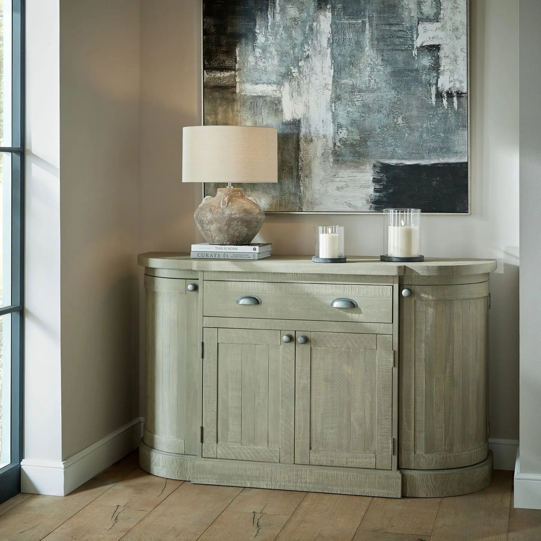 Amalfi Grey Large Hurricane Lantern Makur Interior