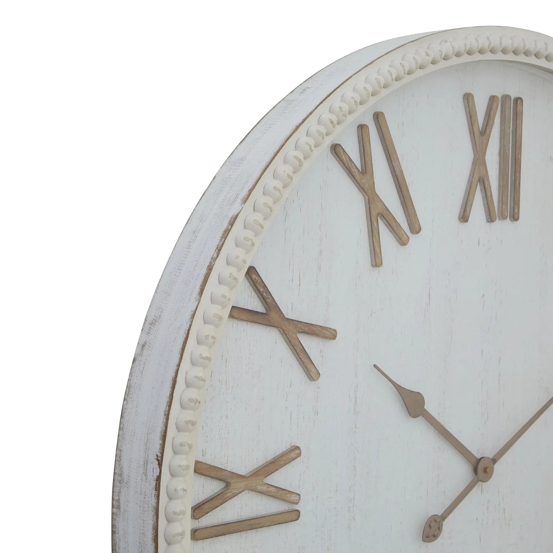 Large Rustic White Clock With Beaded Frame Makur Interior