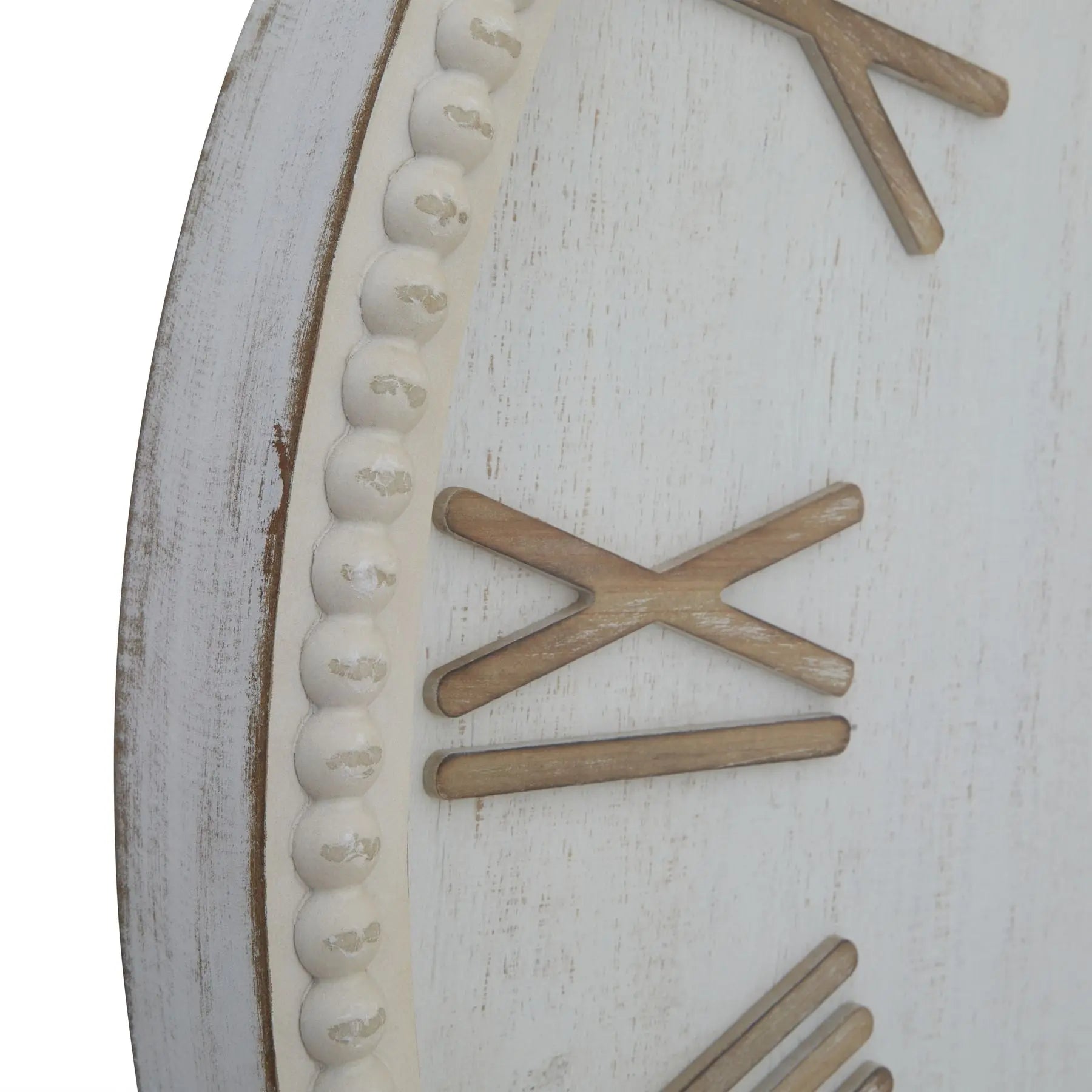 Large Rustic White Clock With Beaded Frame Makur Interior