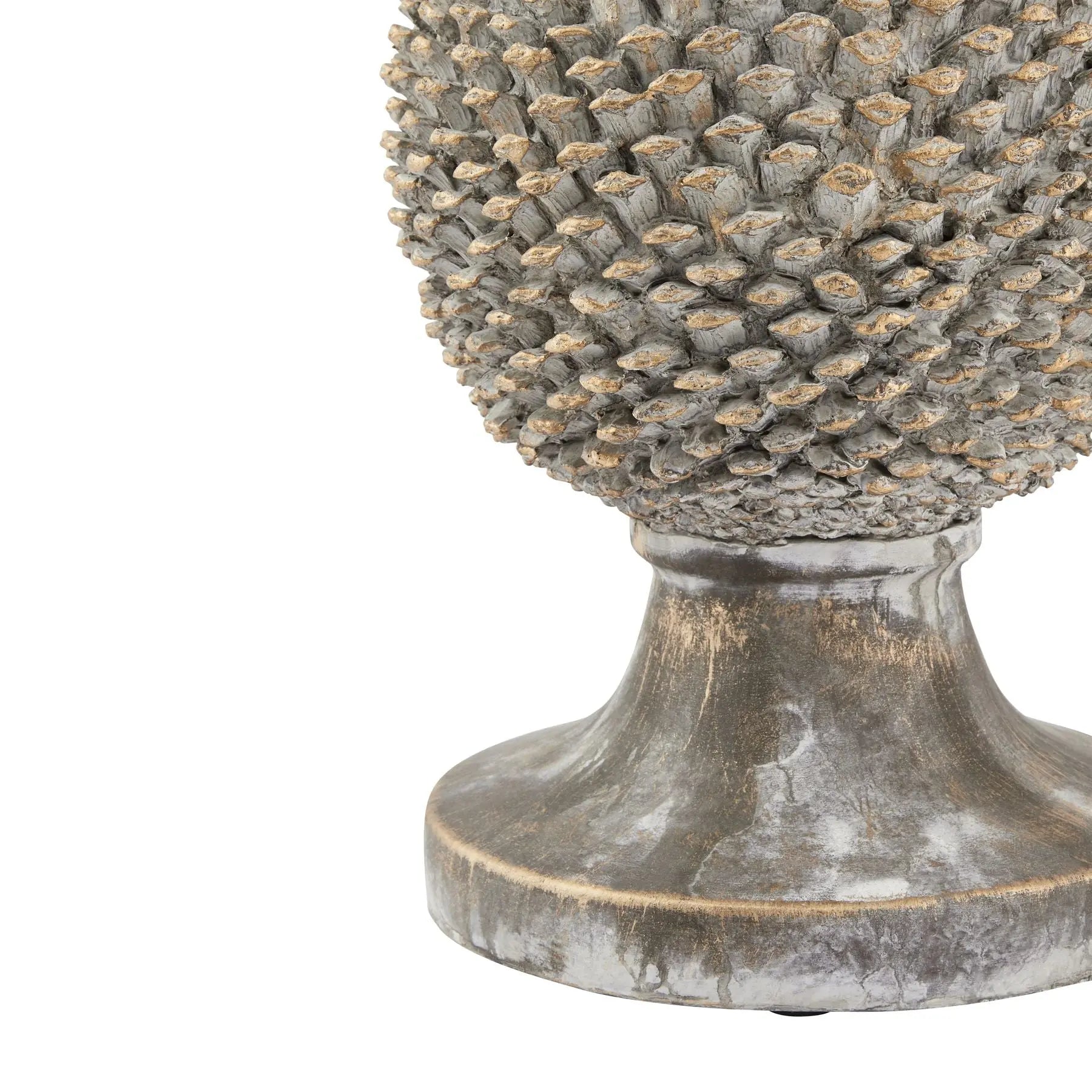 Stone Effect Pinecone Ornament With Gold Accents