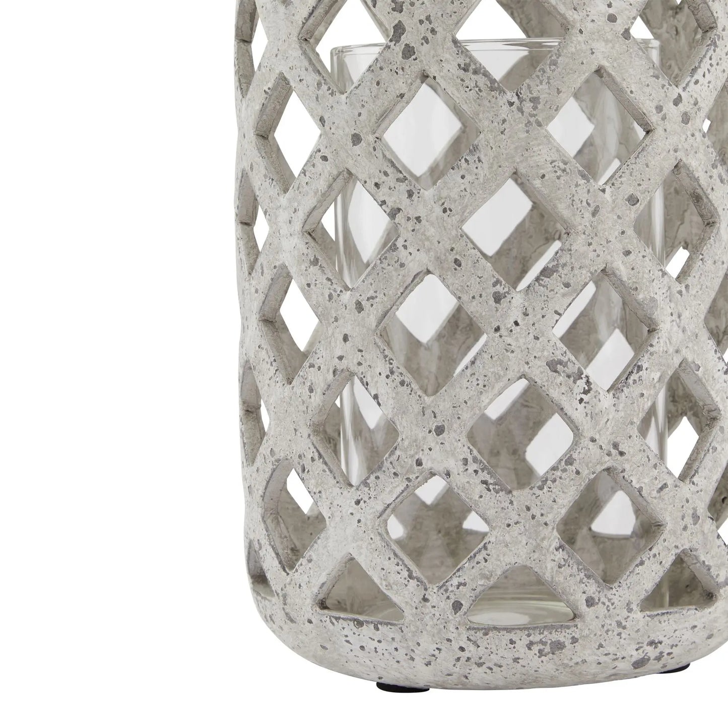 Grey Stone Effect Hurricane Lantern Makur Interior
