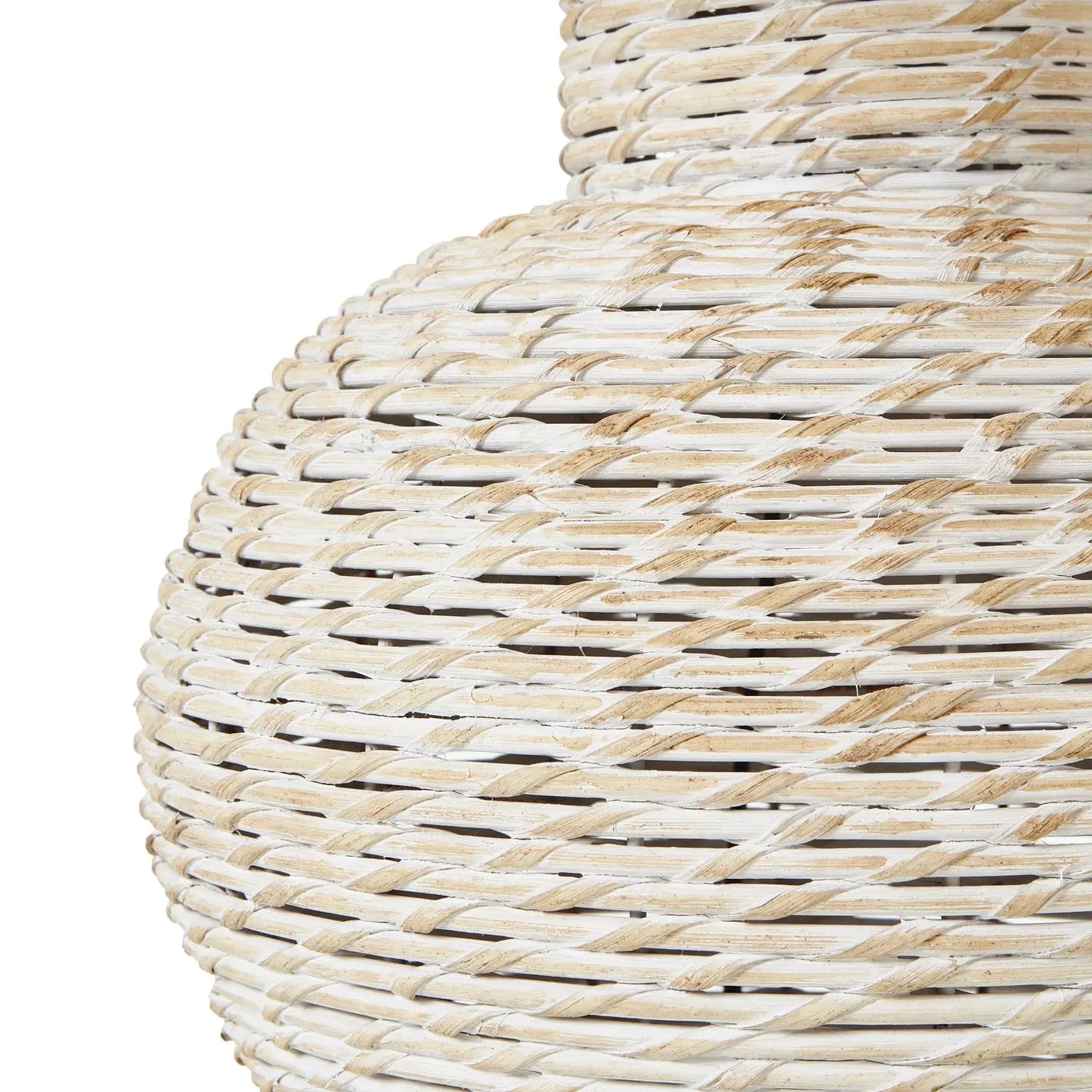 White Wash Bulbous Wicker Table Lamp With Linen Shade Makur Interior