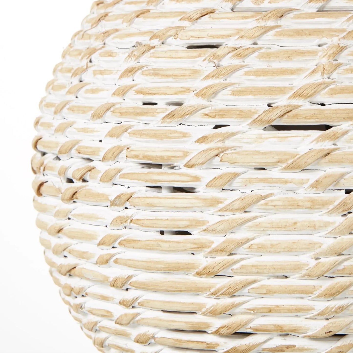 White Wash Small Bulbous Wicker Table Lamp With Linen Shade Makur Interior