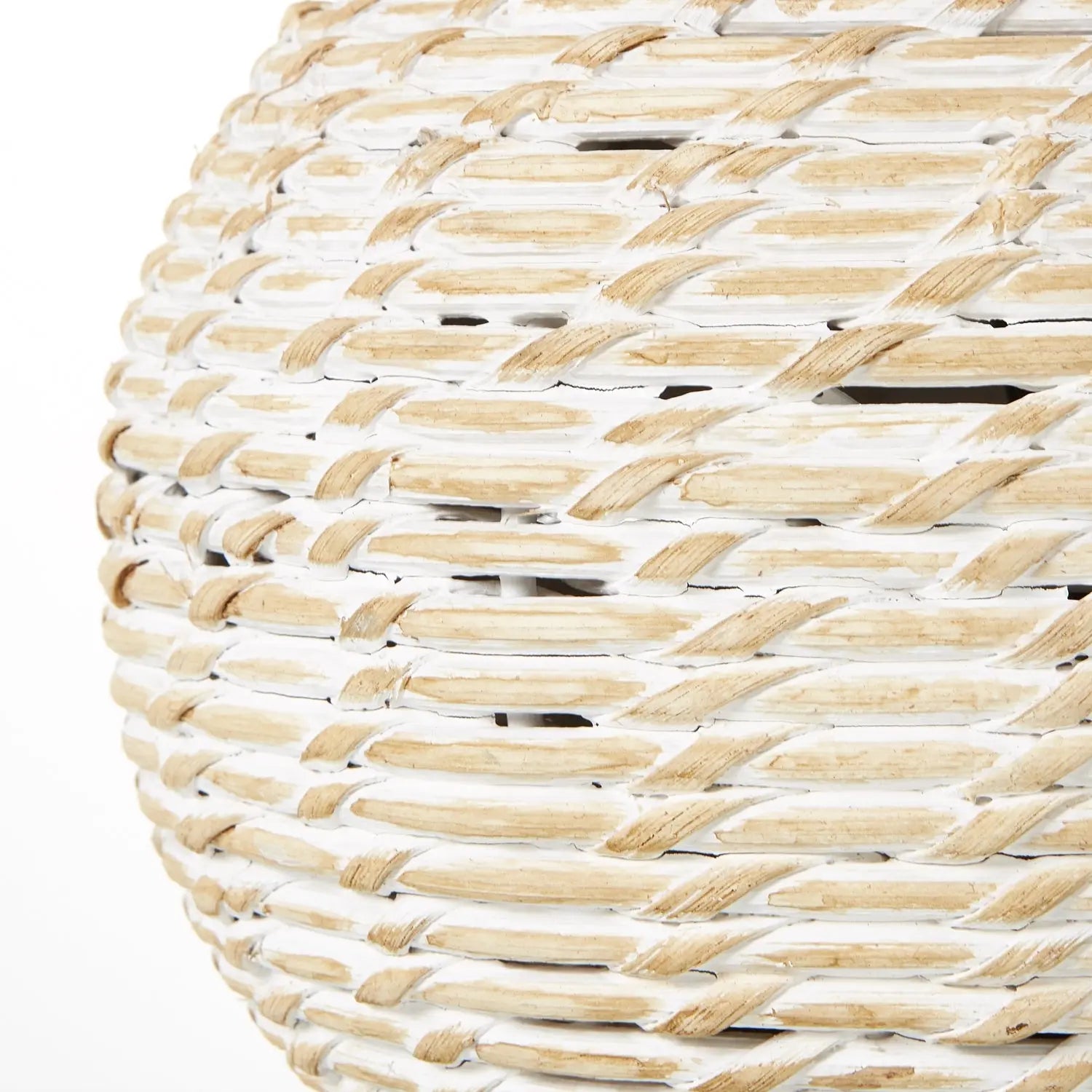 White Wash Small Bulbous Wicker Table Lamp With Linen Shade Makur Interior