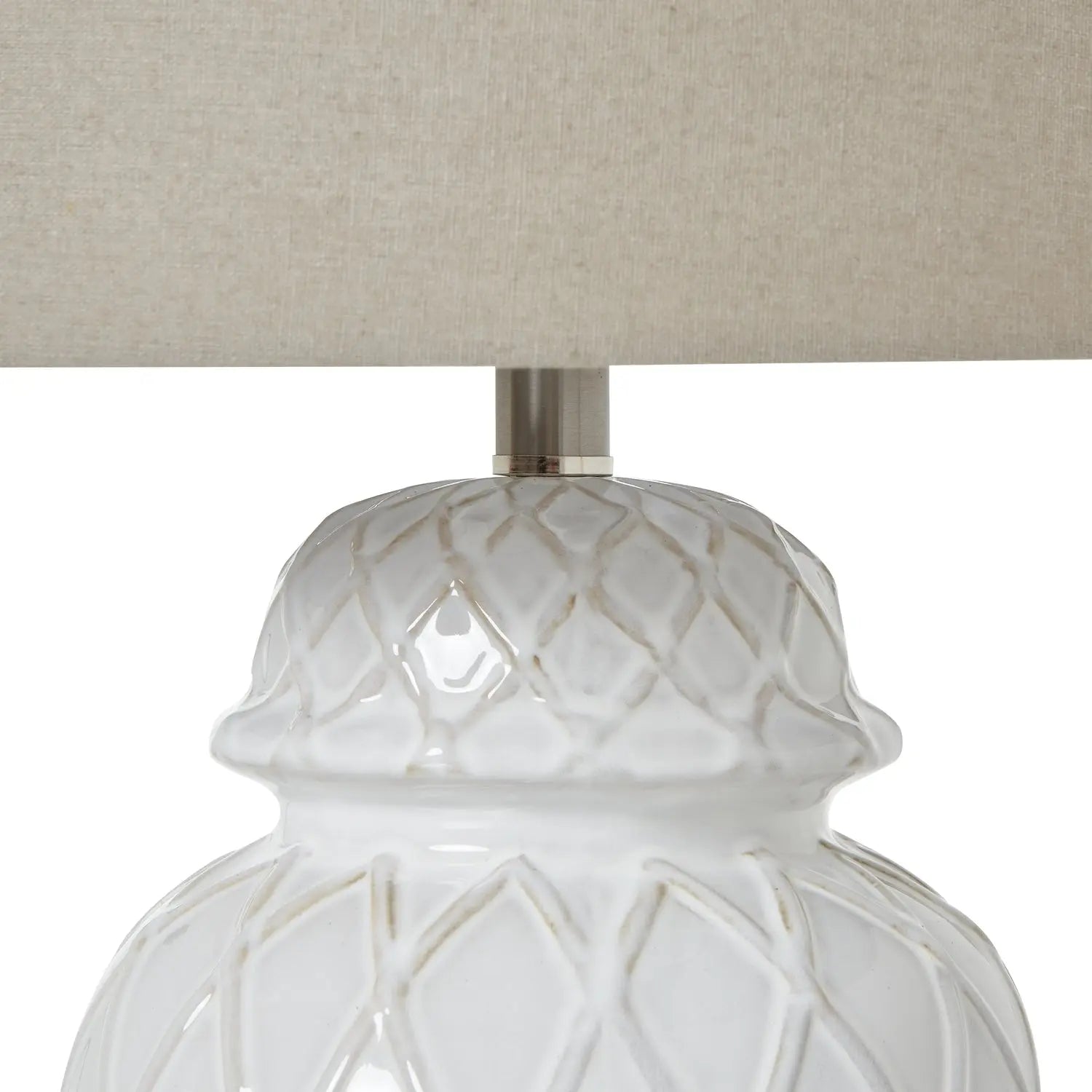White Ceramic Ginger Jar Lamp With Linen Shade Makur Interior