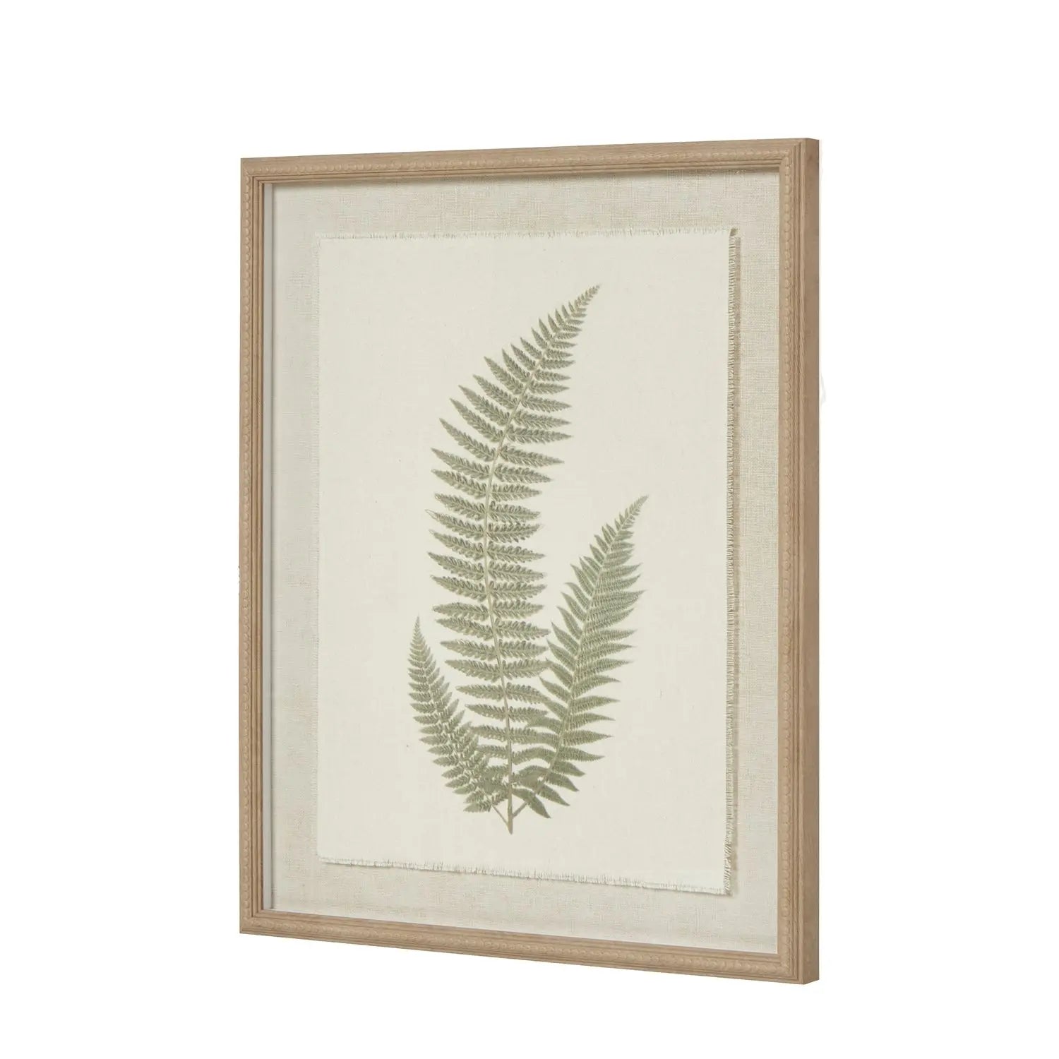Fern Art On Texture-Torn Paper With Beaded Frame Makur Interior