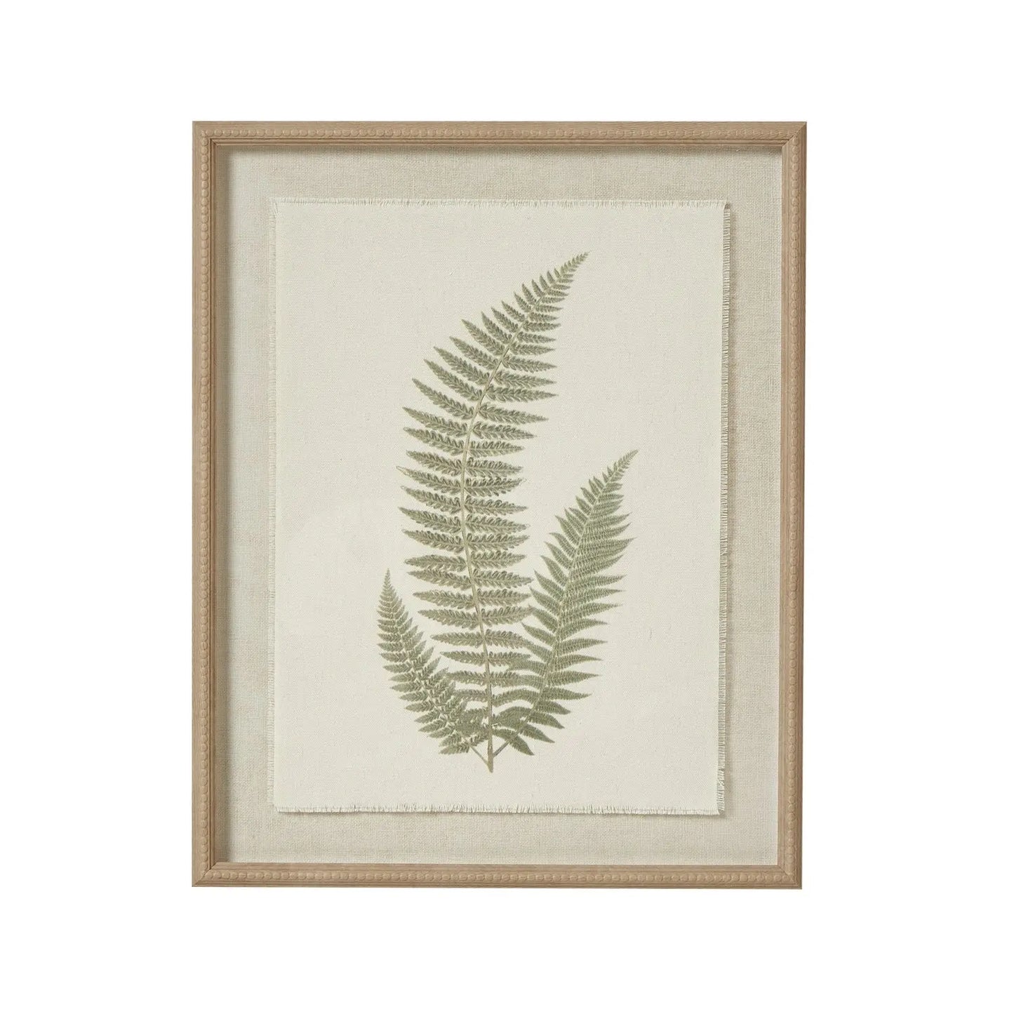 Fern Art On Texture-Torn Paper With Beaded Frame Makur Interior