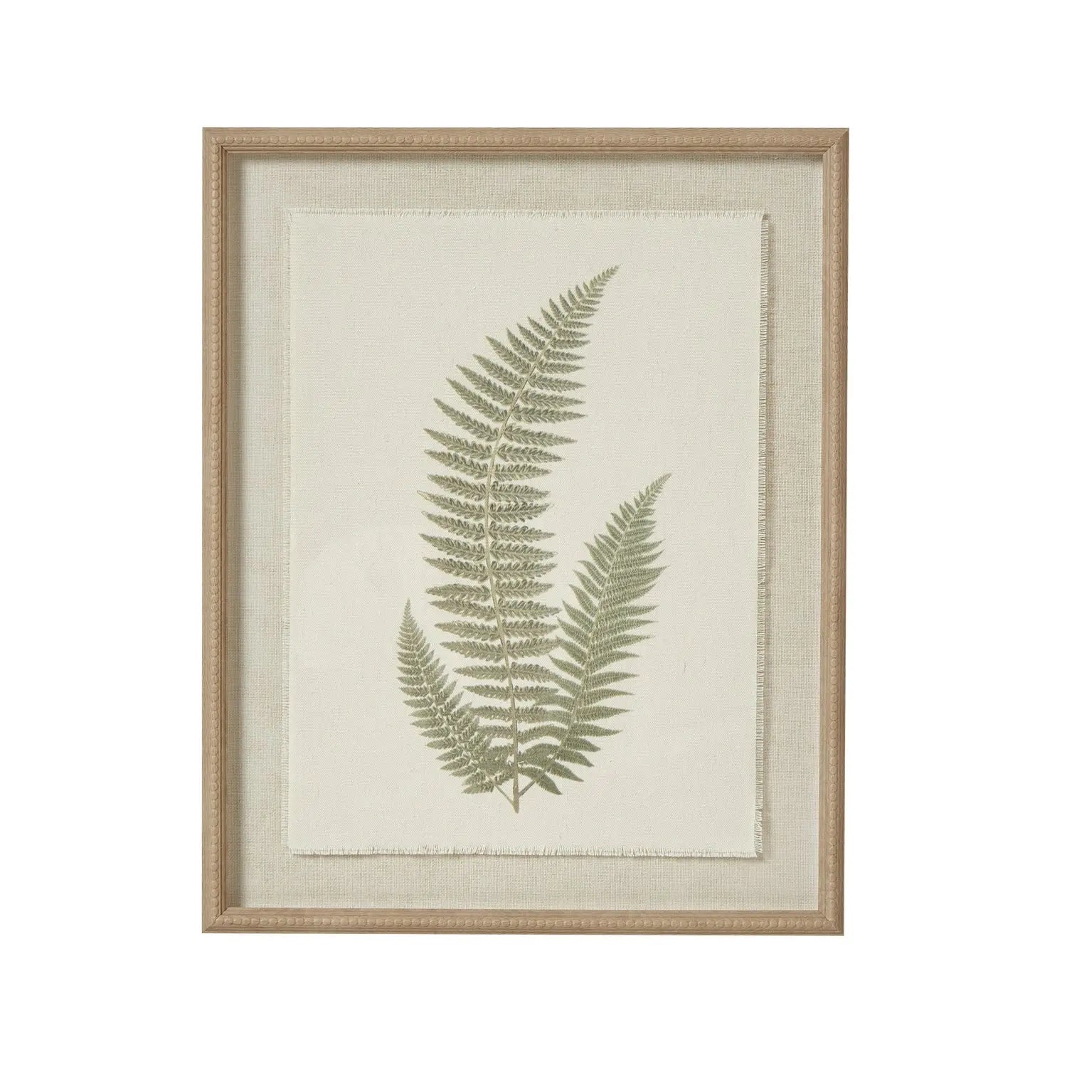 Fern Art On Texture-Torn Paper With Beaded Frame Makur Interior
