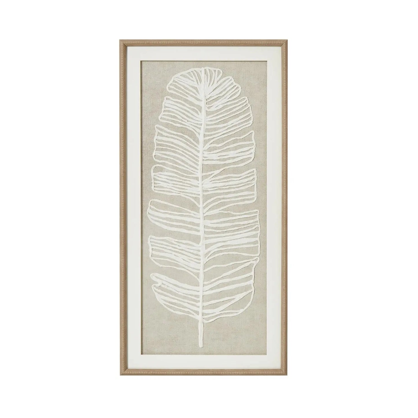 Large Plume White Feather Art Mounted In Beaded Frame Makur Interior