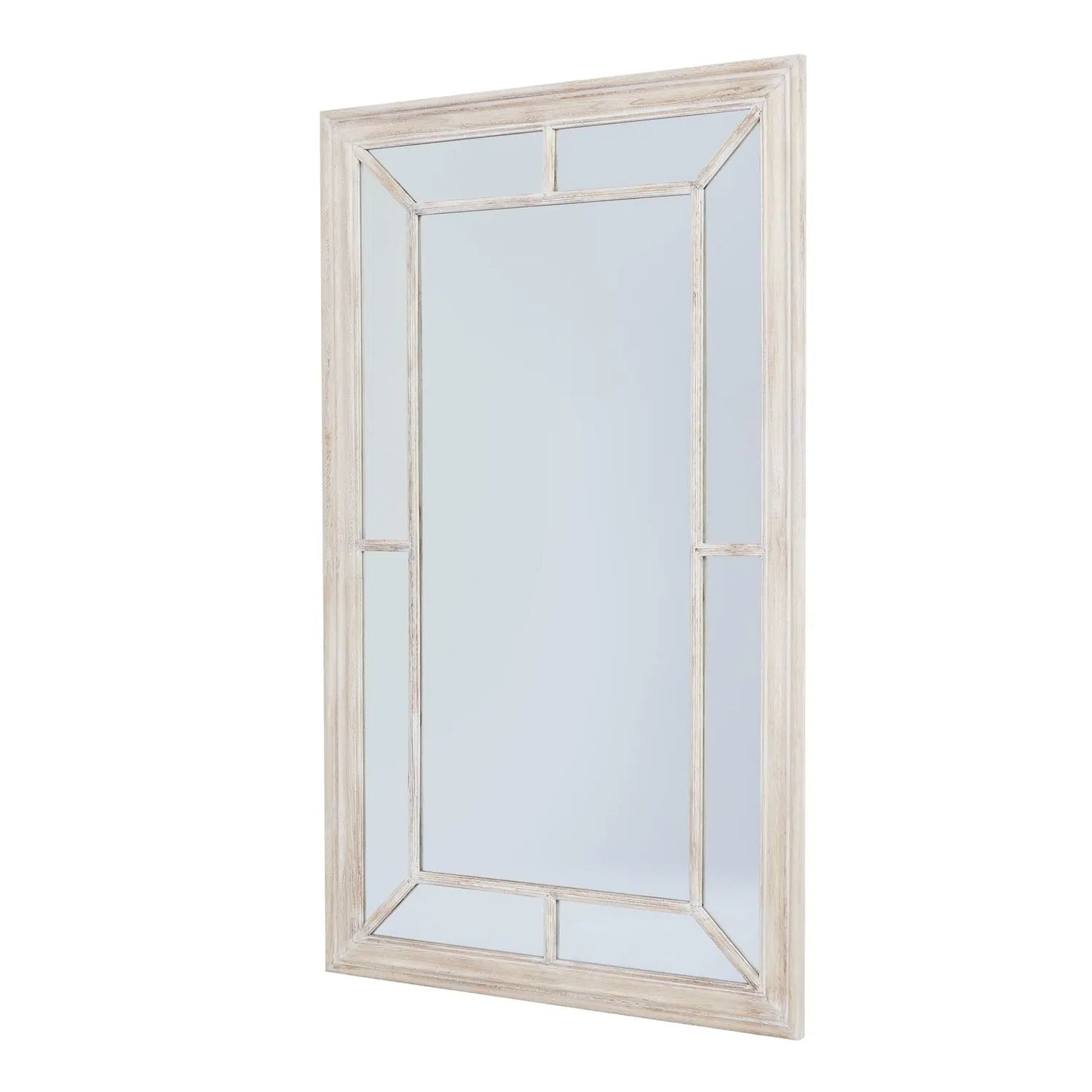 Washed Wood Framed Window Mirror Makur Interior