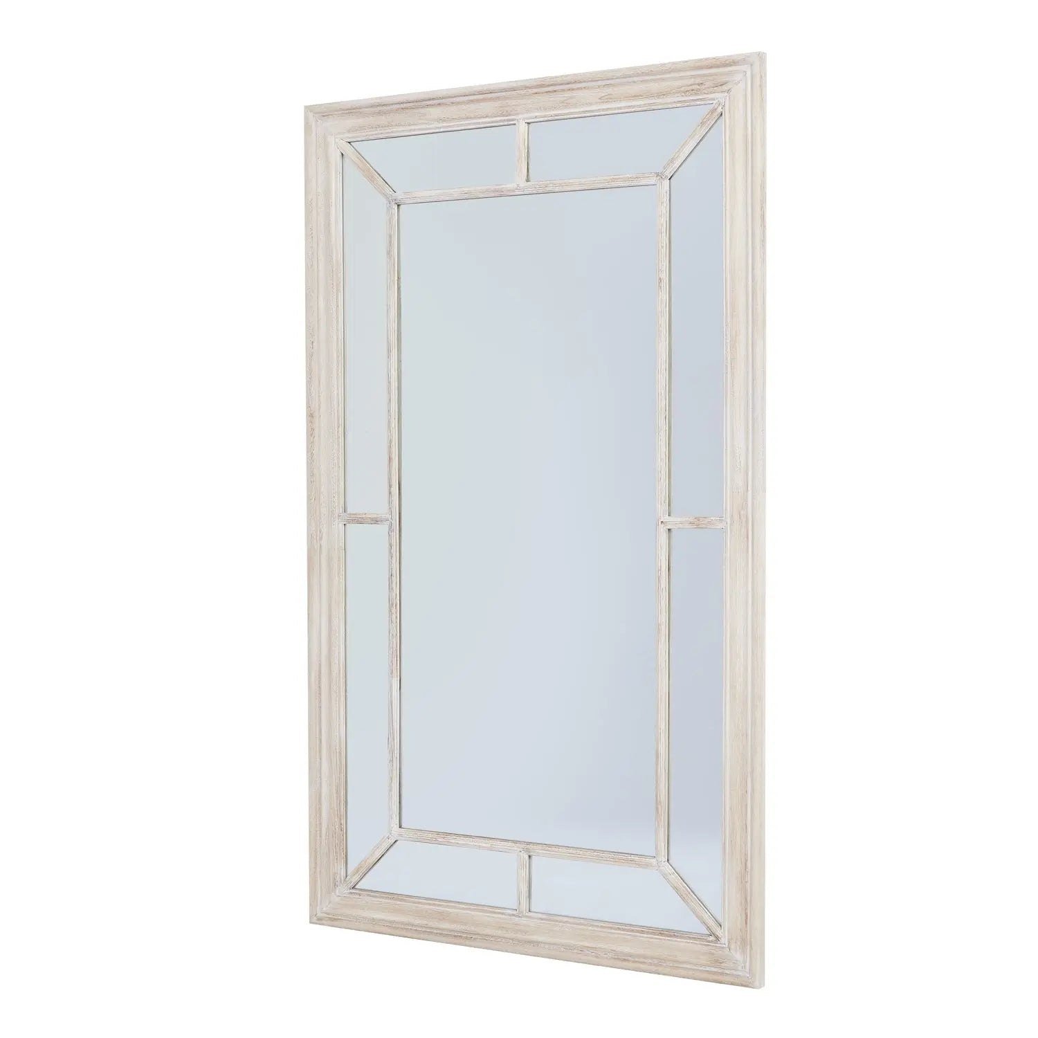 Washed Wood Framed Window Mirror