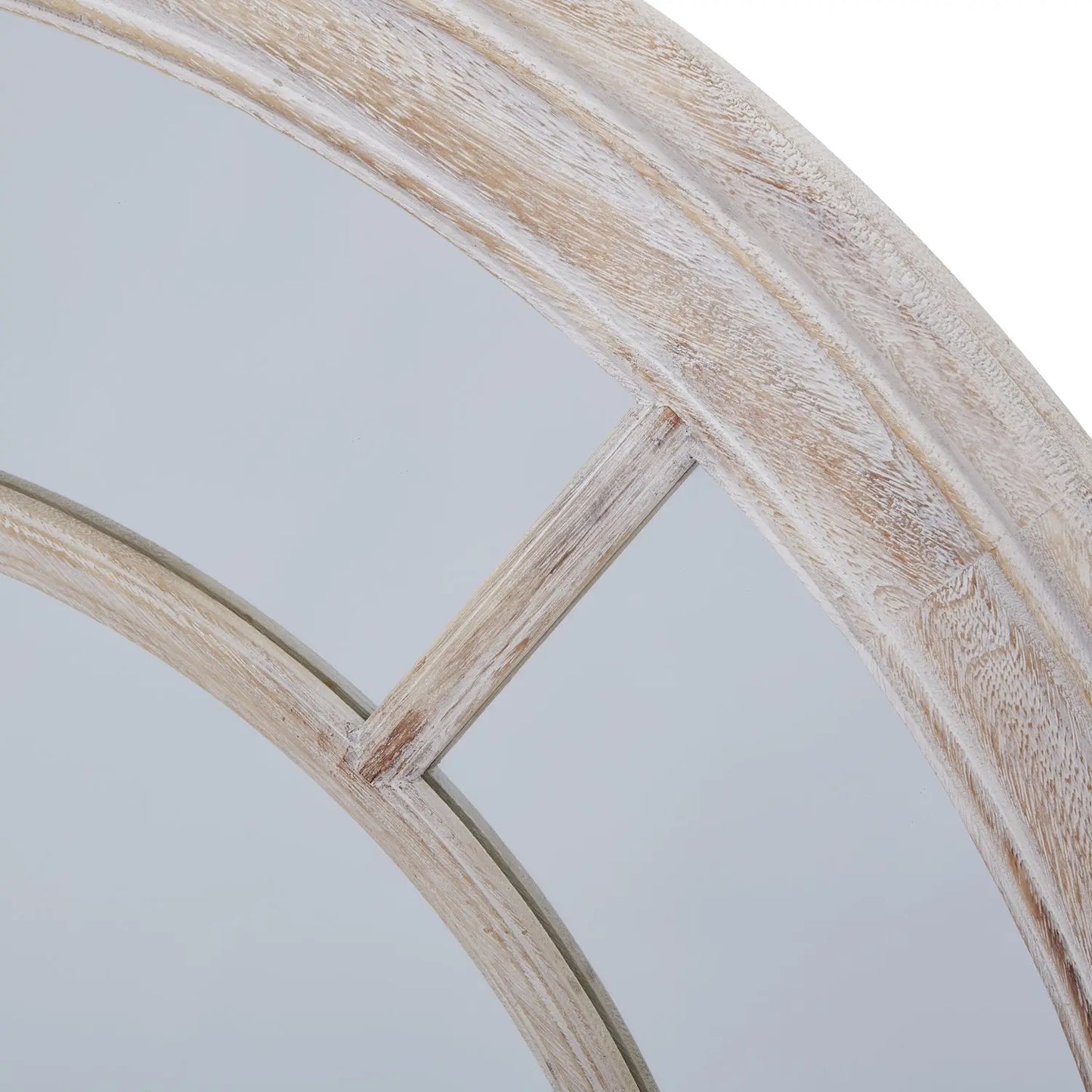Washed Wood Framed Round Mirror Makur Interior