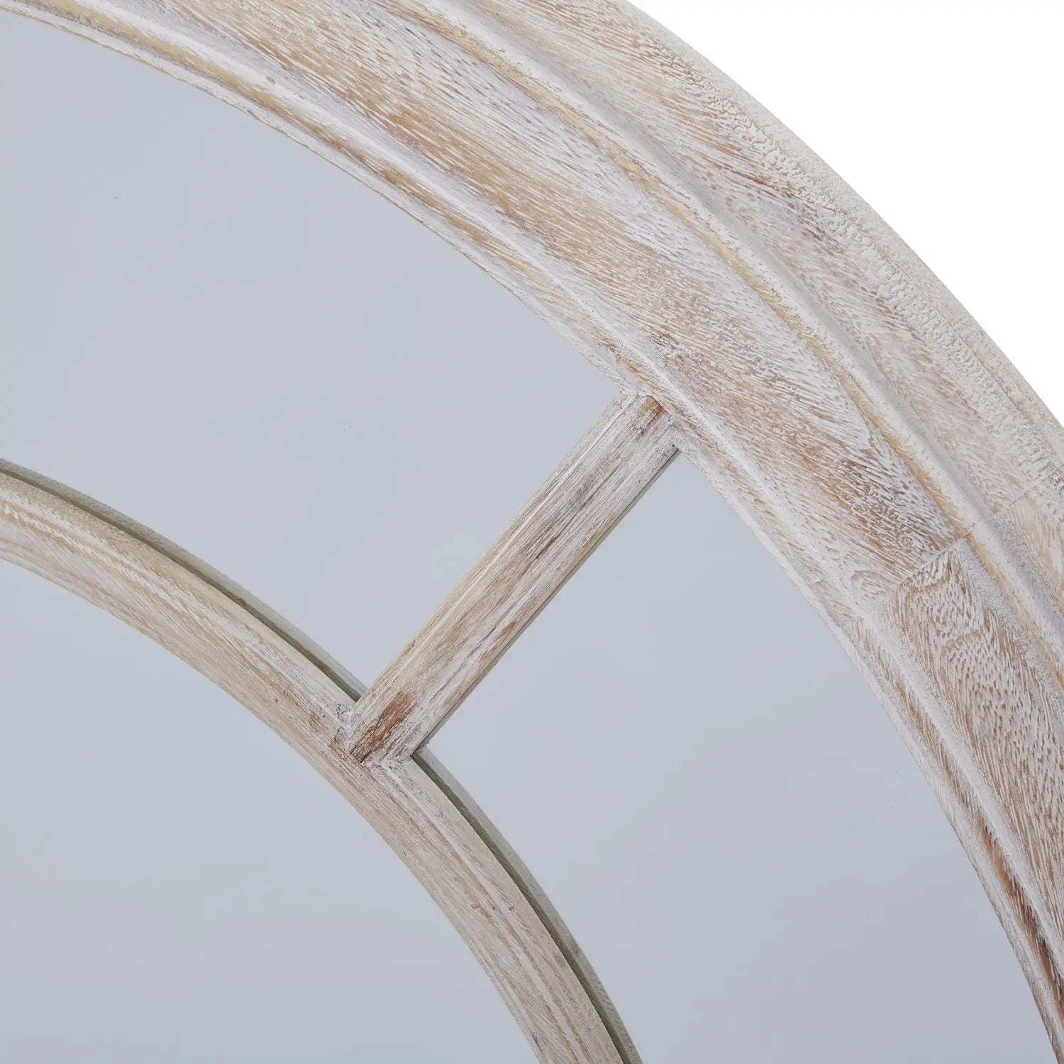 Washed Wood Framed Round Mirror Makur Interior
