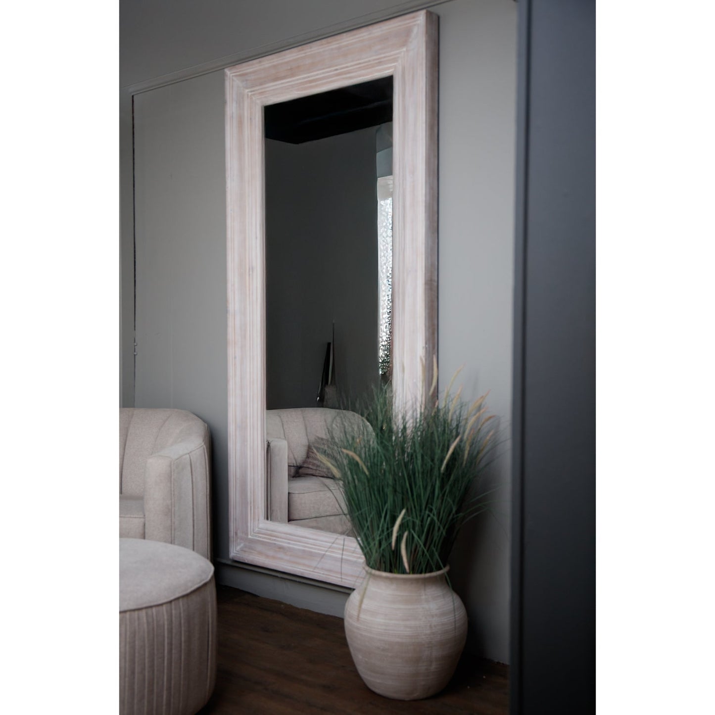 Harewood White Washed  Large Mirror Makur Interior
