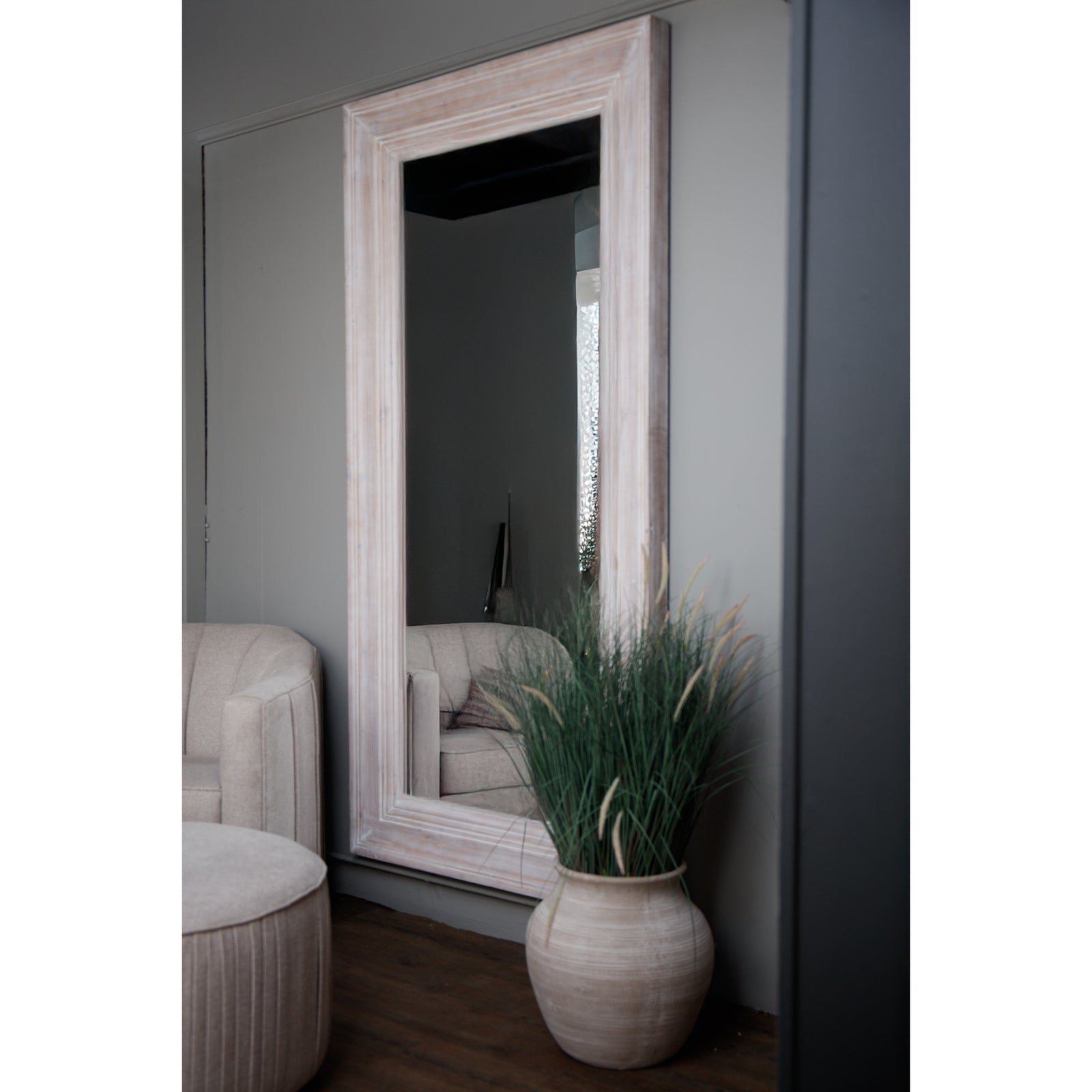 Harewood White Washed  Large Mirror Makur Interior