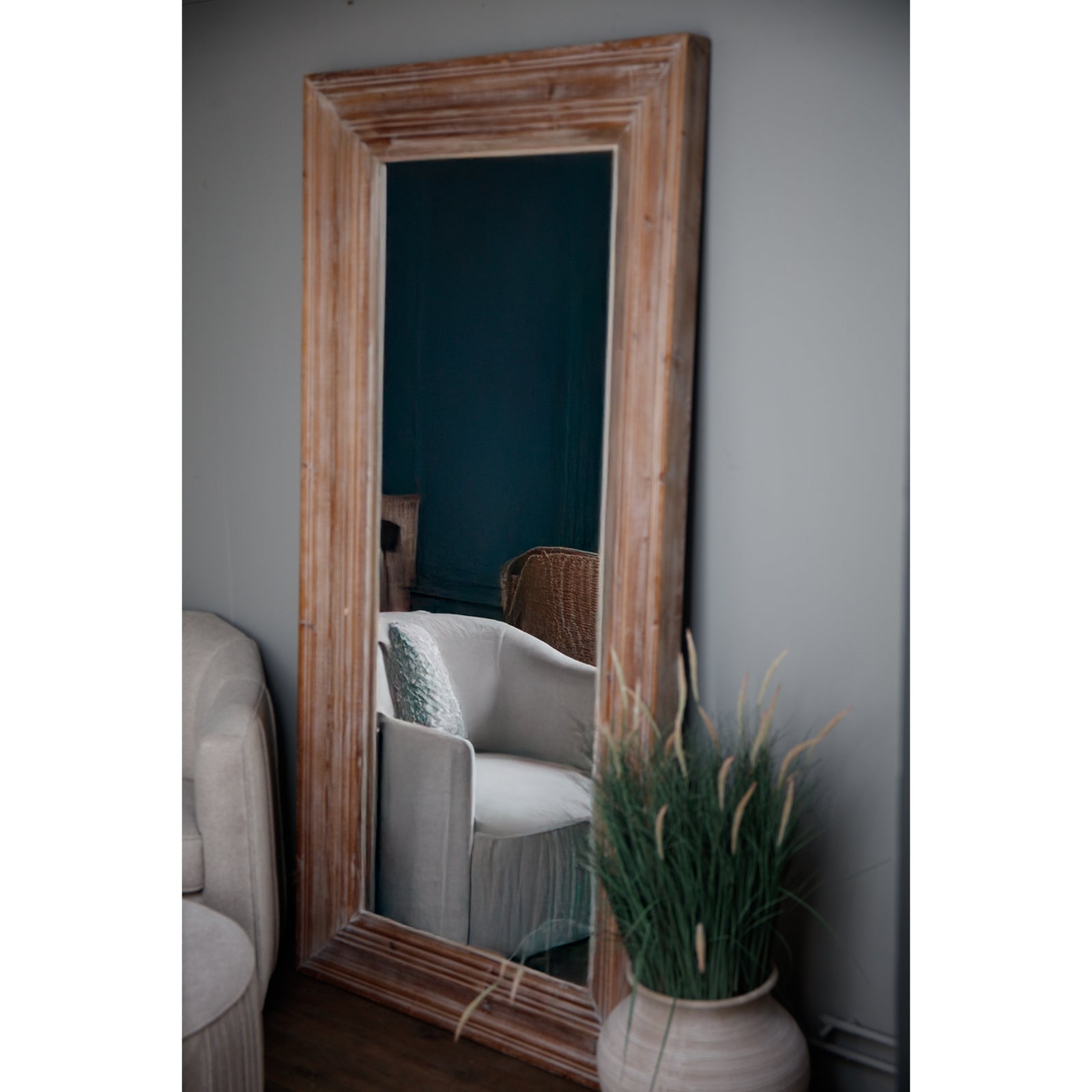 Newby Washed Wood Large Mirror Makur Interior