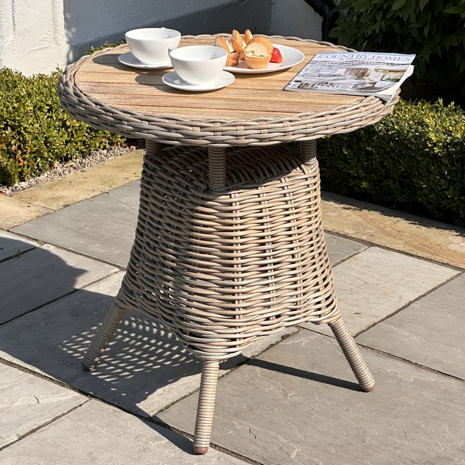 Amalfi Collection Outdoor Bistro Table With Wood Top Makur Interior