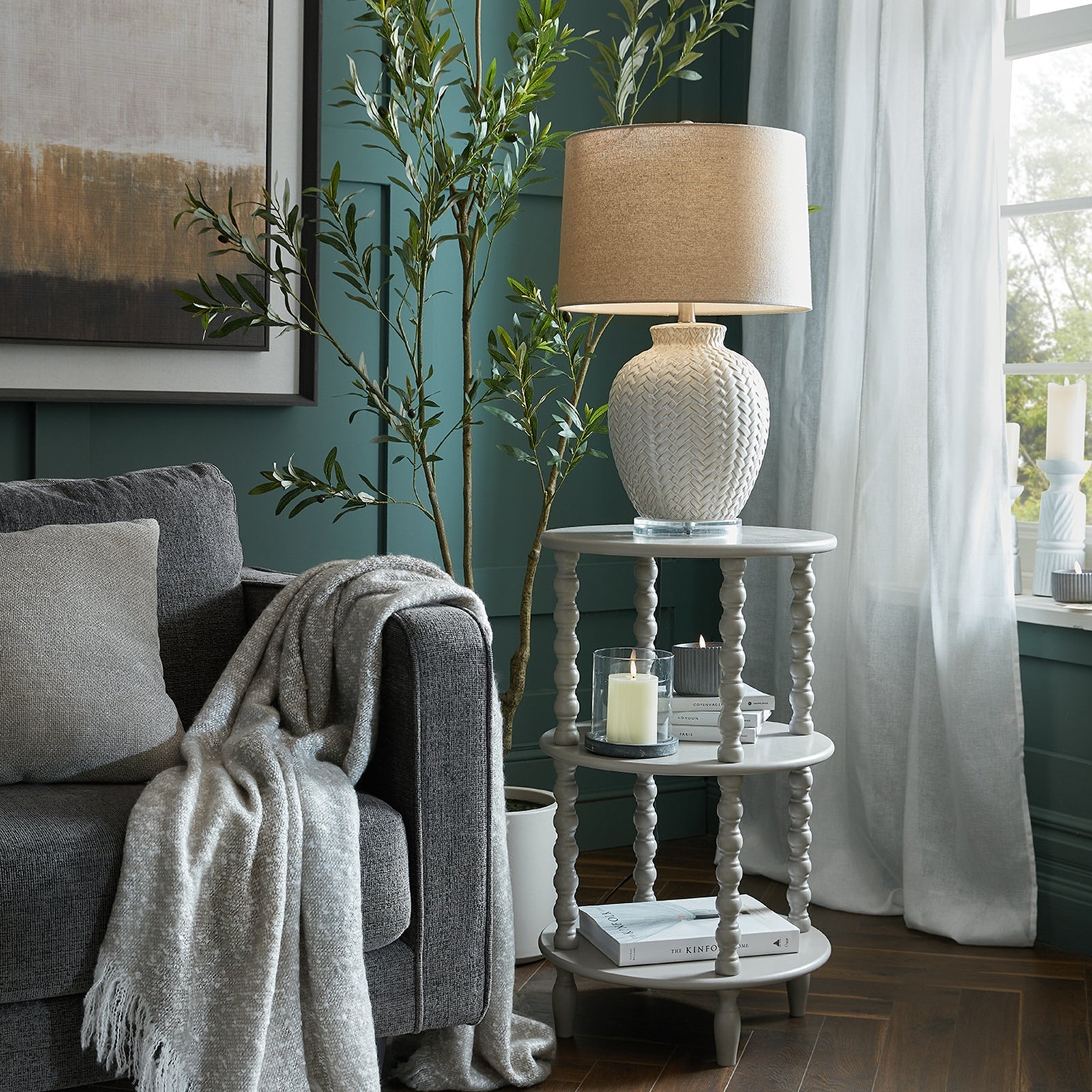 The Camden Collection Tall Round Side Table Makur Interior