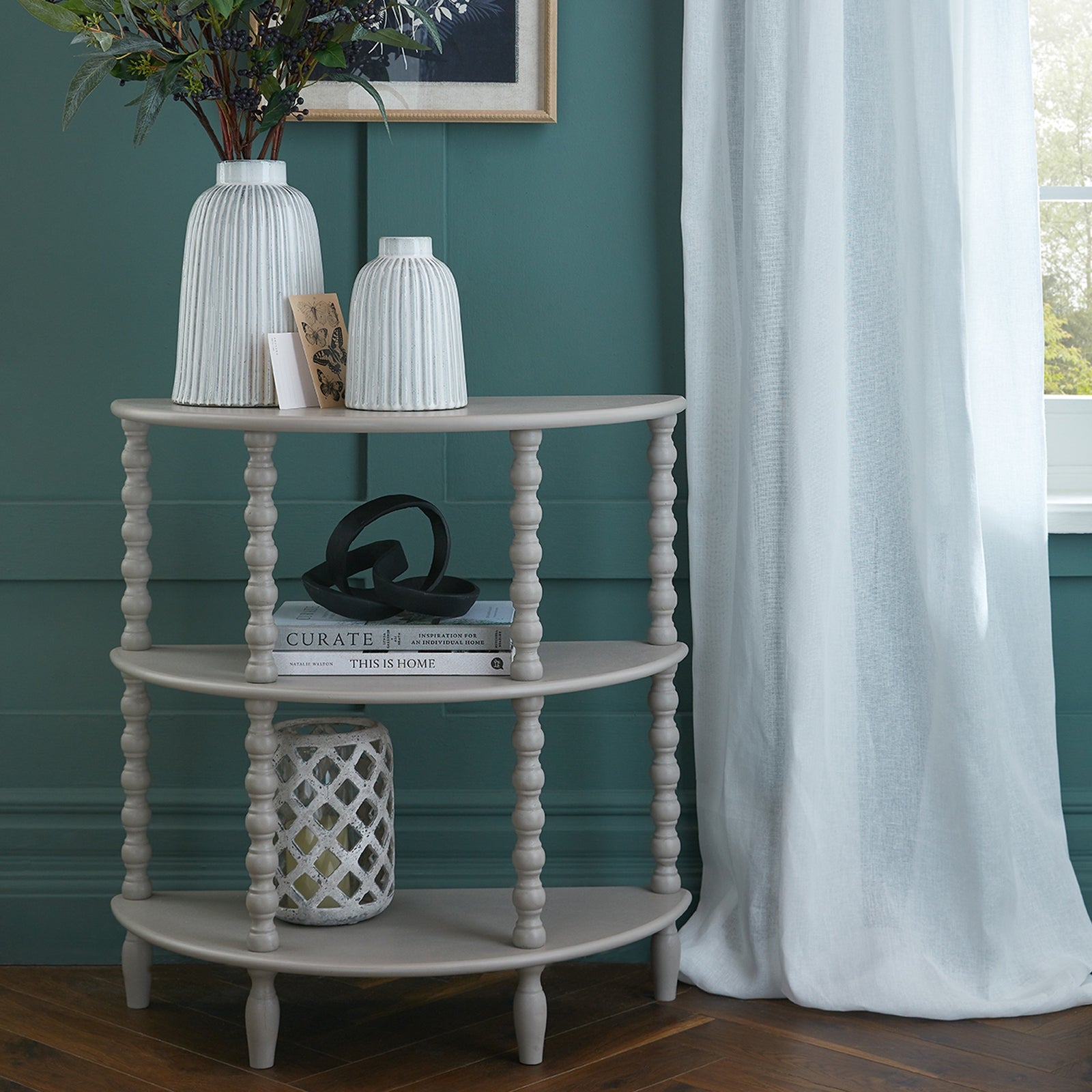 The Camden Collection Half Moon 3 Tier Table Makur Interior
