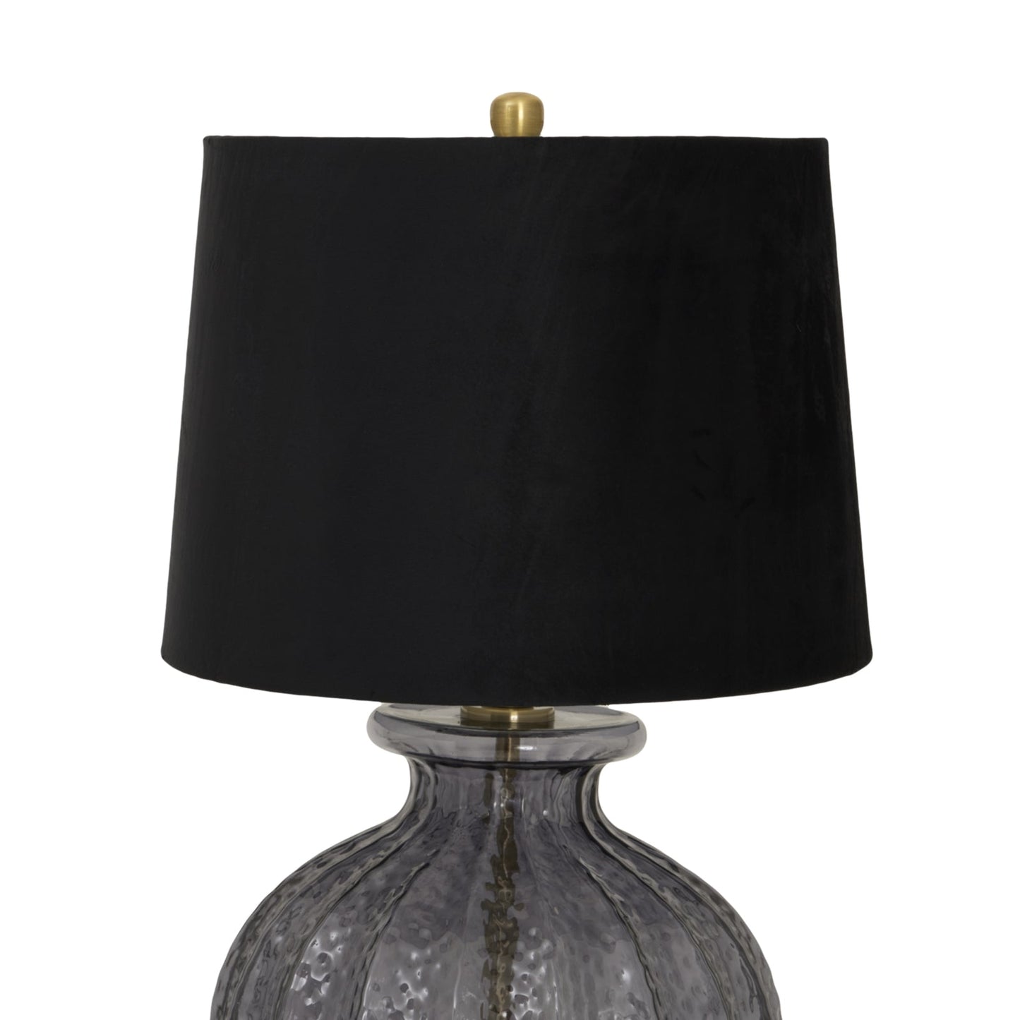 Luxton Glass Fluted Lamp With Black Velvet Shade Makur Interior