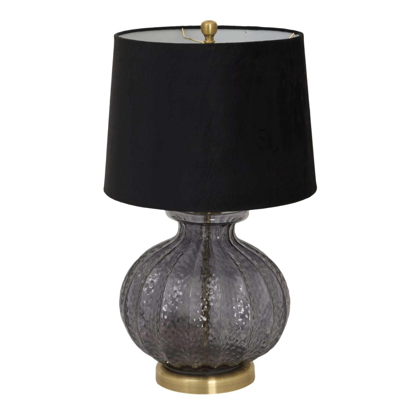 Luxton Glass Fluted Lamp With Black Velvet Shade Makur Interior