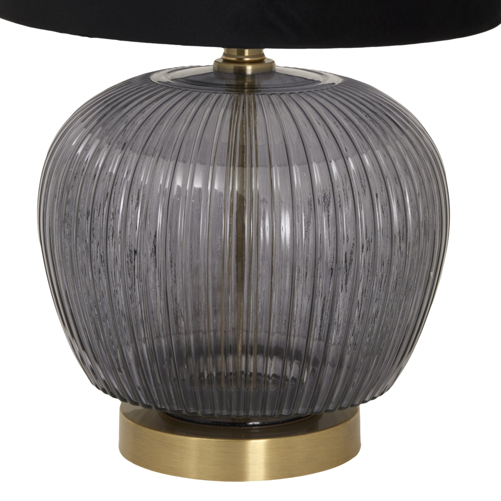 Luxton Glass Ribbed Lamp With Black Velvet Shade Makur Interior
