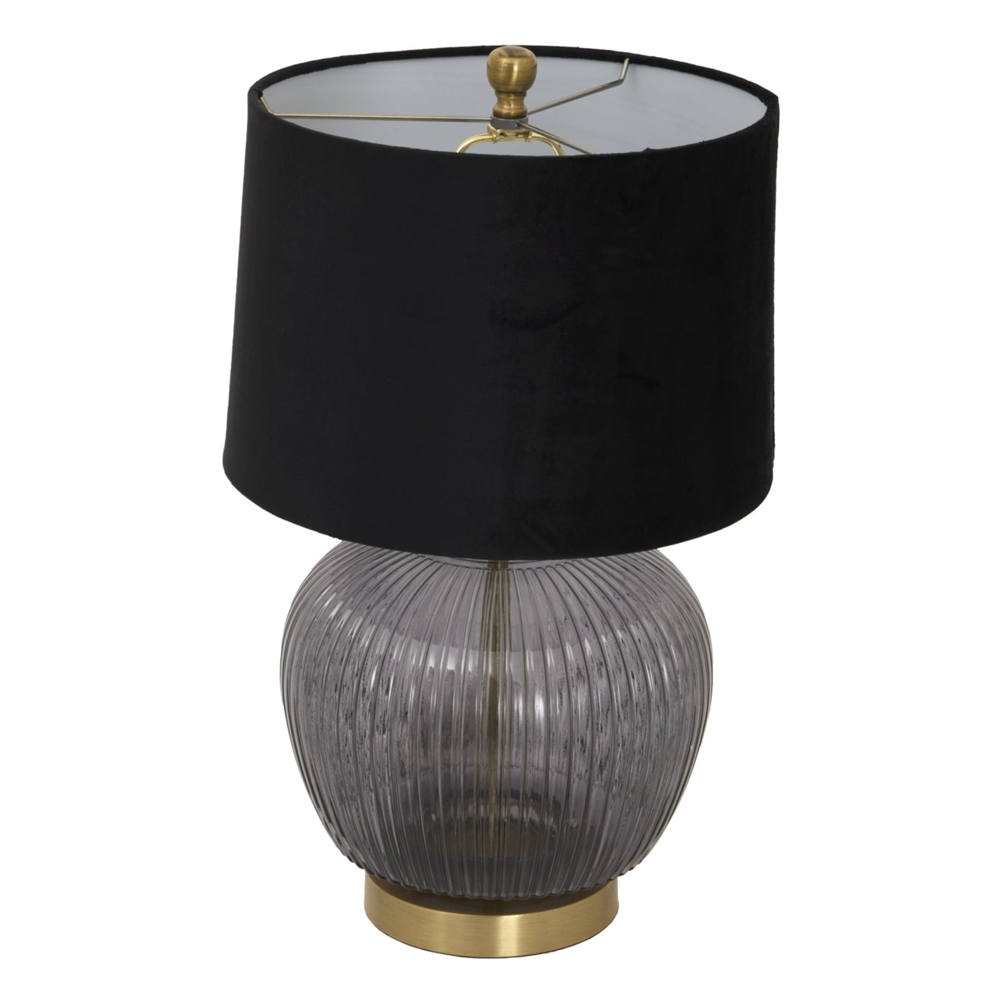 Luxton Glass Ribbed Lamp With Black Velvet Shade Makur Interior