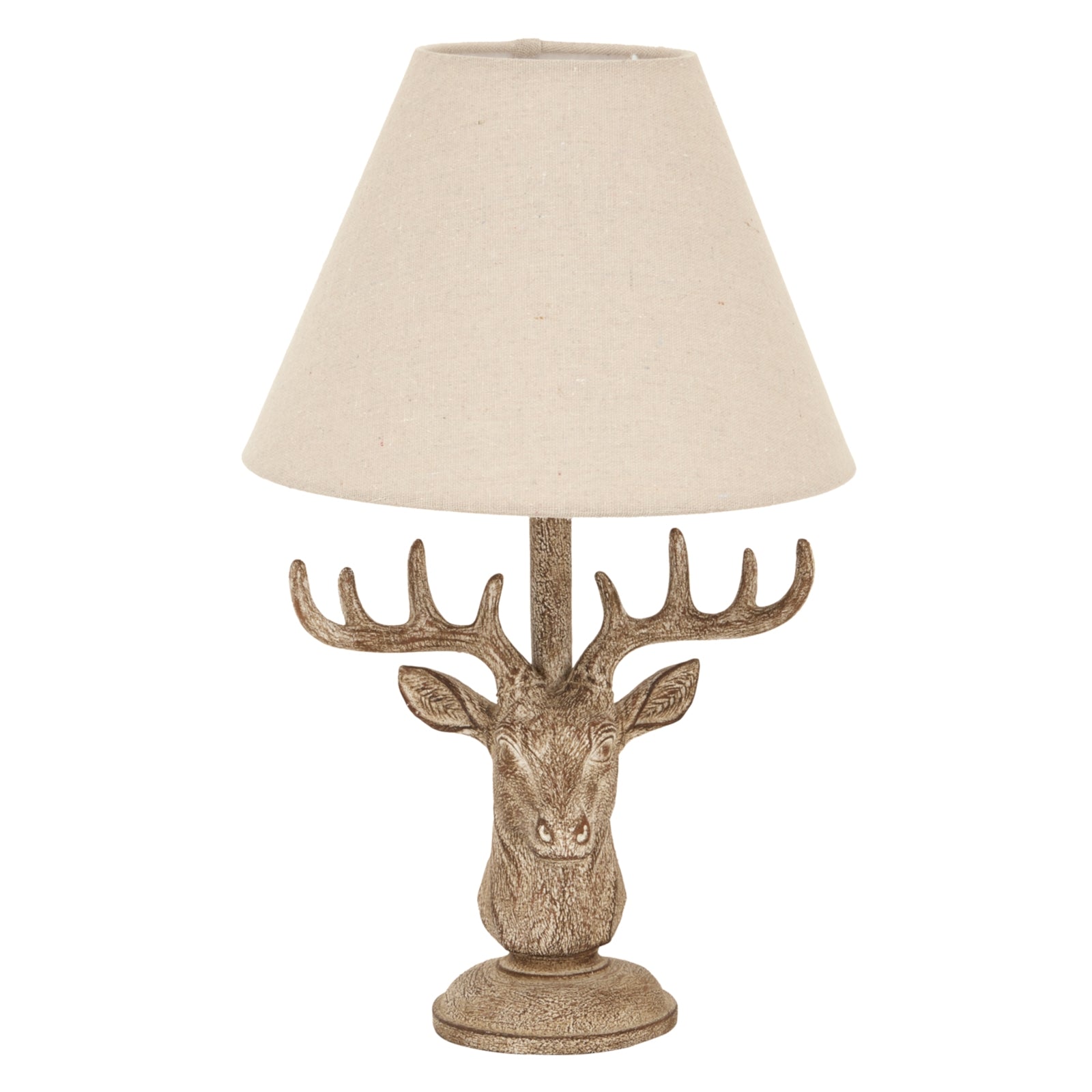 Stonewashed Stag Head Table Lamp With Linen Shade Makur Interior