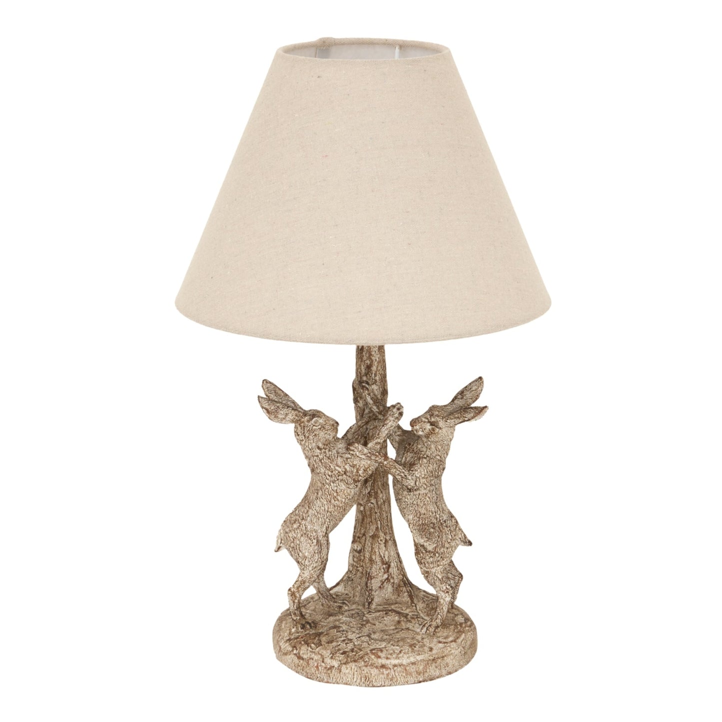 Stonewashed Marching Hares Lamp With Linen Shade Makur Interior
