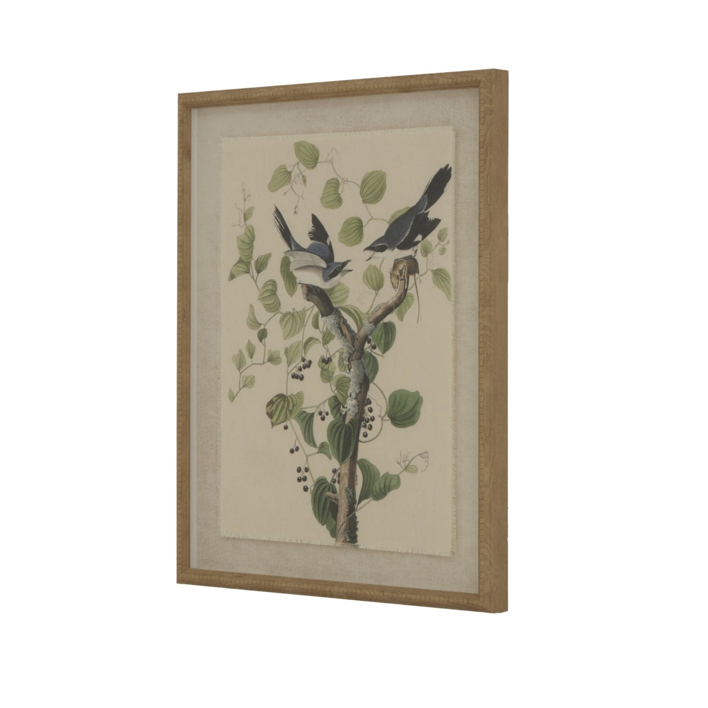 Flora & Fauna Collection Shrikes On Linen In Beaded Frame Makur Interior