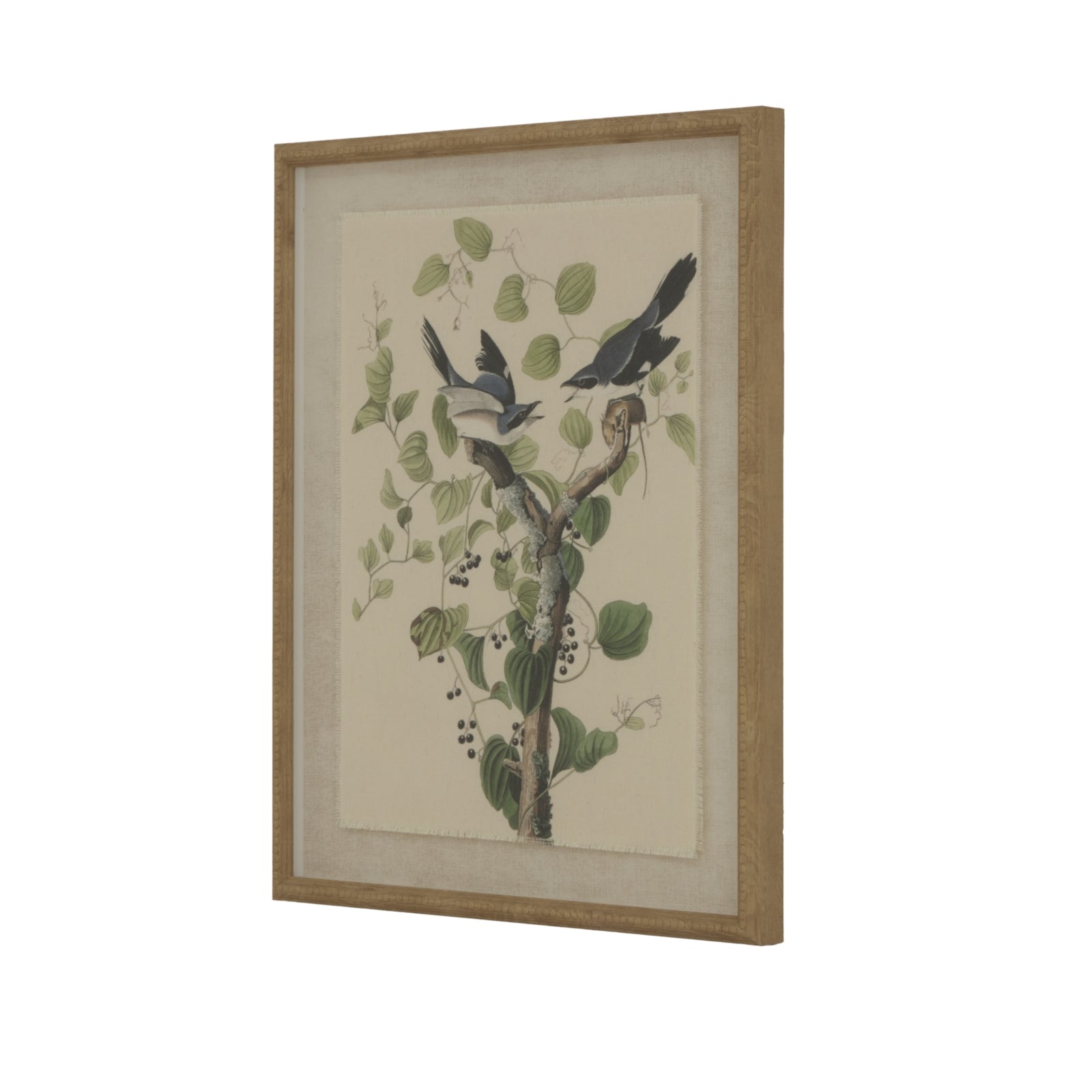 Flora & Fauna Collection Shrikes On Linen In Beaded Frame Makur Interior