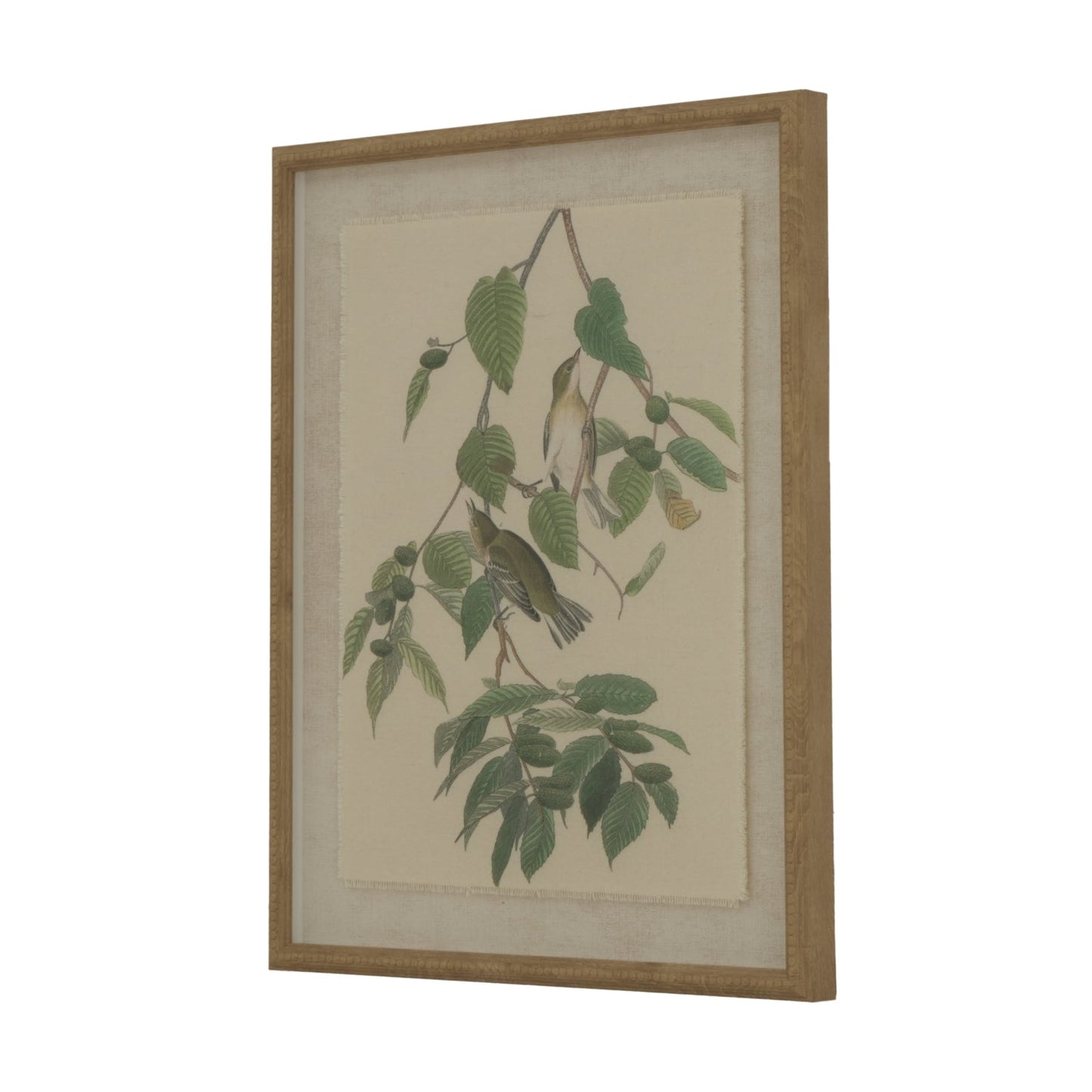 Flora & Fauna Collection Warblers On Linen In Beaded Frame Makur Interior