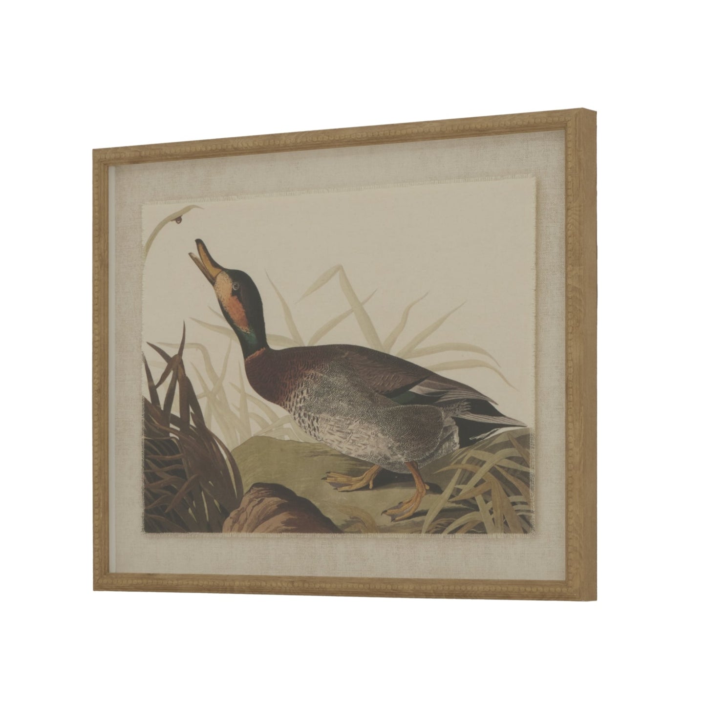 Flora & Fauna Collection Duck On Linen In Beaded Frame Makur Interior