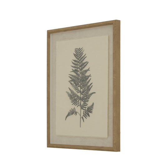 Flora & Fauna Collection Beech Fern On Linen In Beaded Frame Makur Interior