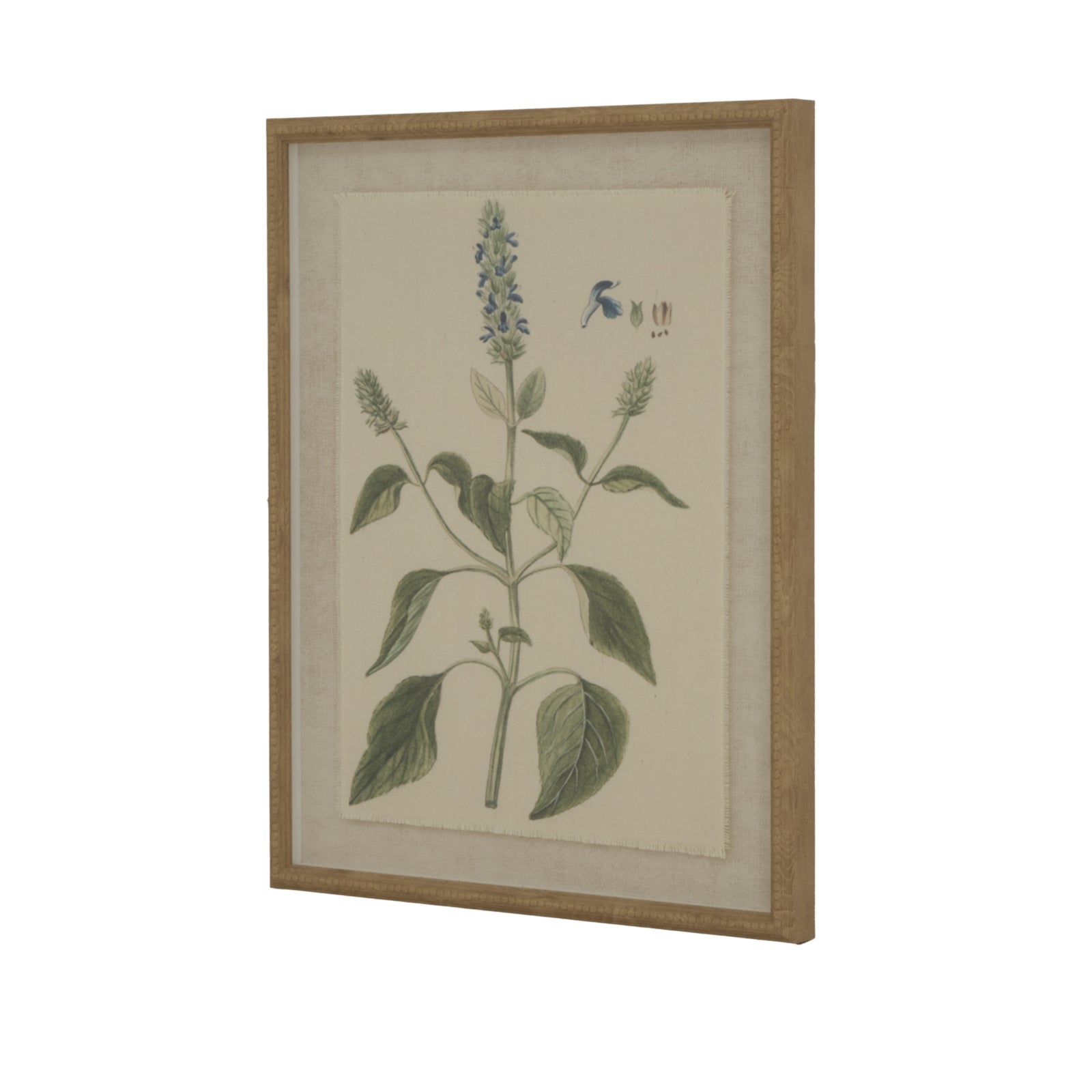 Flora & Fauna Collection Salvia On Linen In Beaded Frame Makur Interior