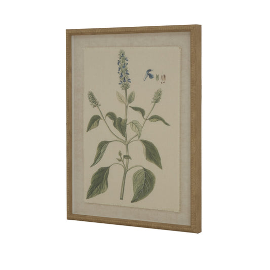 Flora & Fauna Collection Salvia On Linen In Beaded Frame Makur Interior