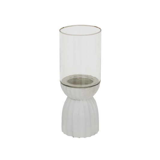 White Carved Hurricane Lantern Makur Interior
