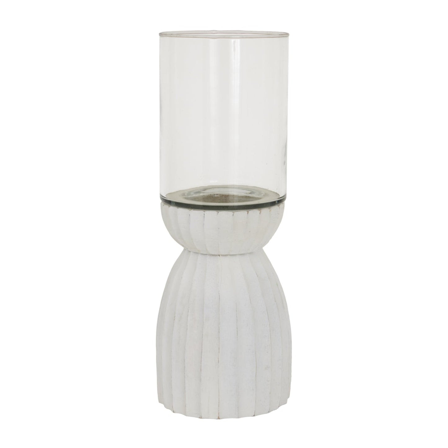 Large White Carved Hurricane Lantern