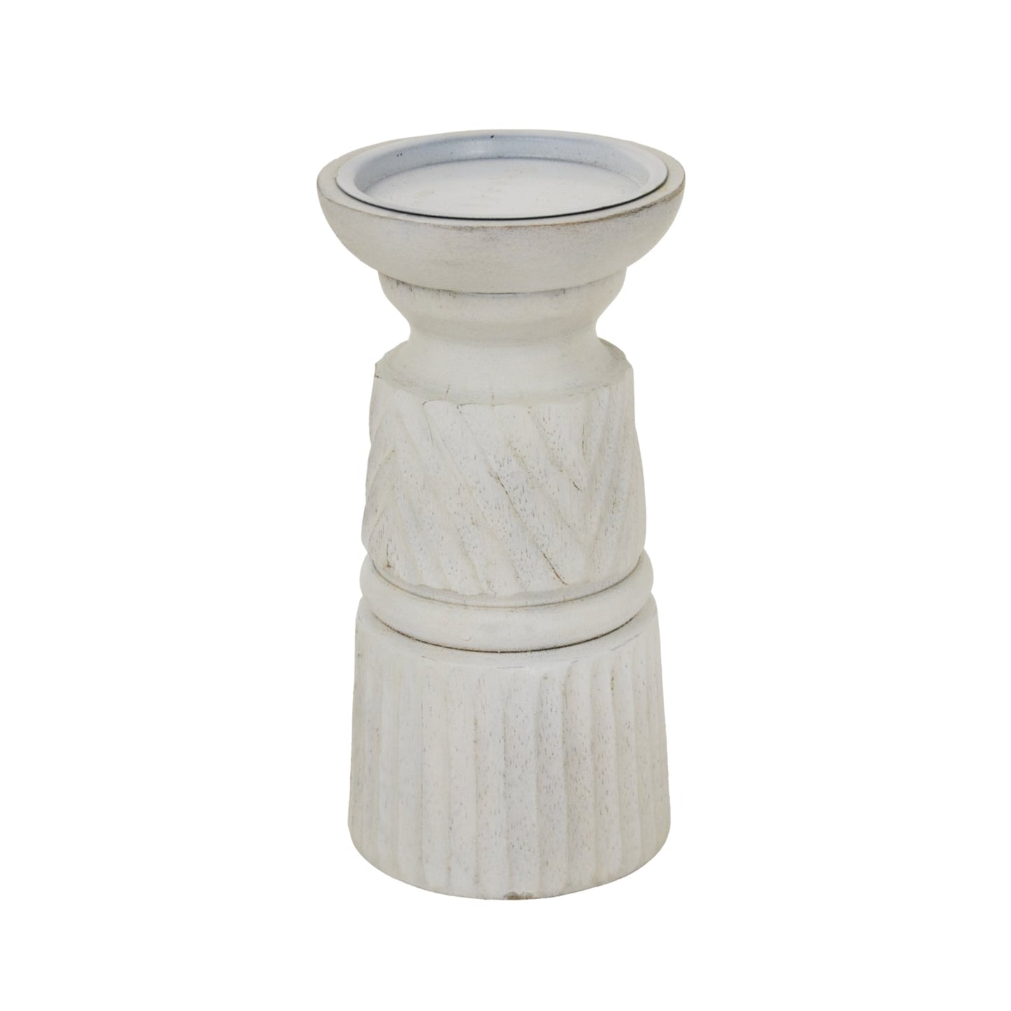 White Carved Candle Holder Makur Interior