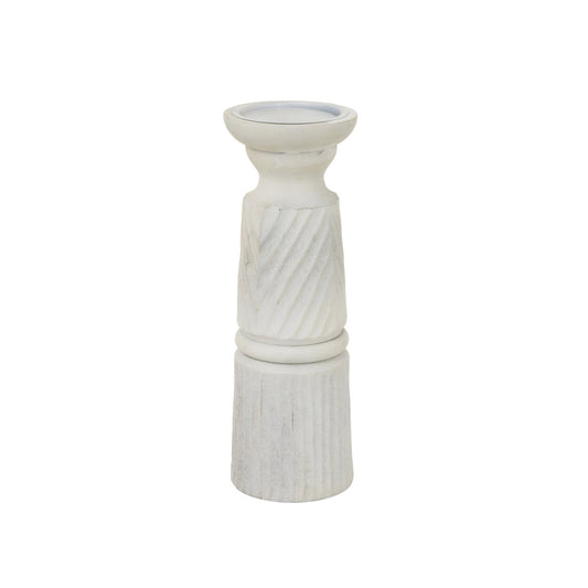 Large White Carved Candle Holder Makur Interior