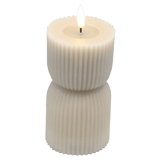 Luxe Collection Natural Glow 2.75x6 Stone Carved LED Candle Makur Interior
