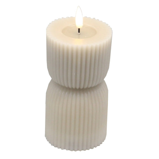 Luxe Collection Natural Glow 2.75x10 Stone Carved LED Candle Makur Interior