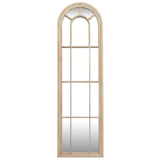 Washed Wood Tall Arched Window Mirror