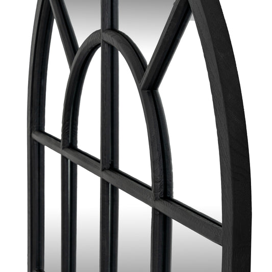 Black Wood Arched Window Mirror