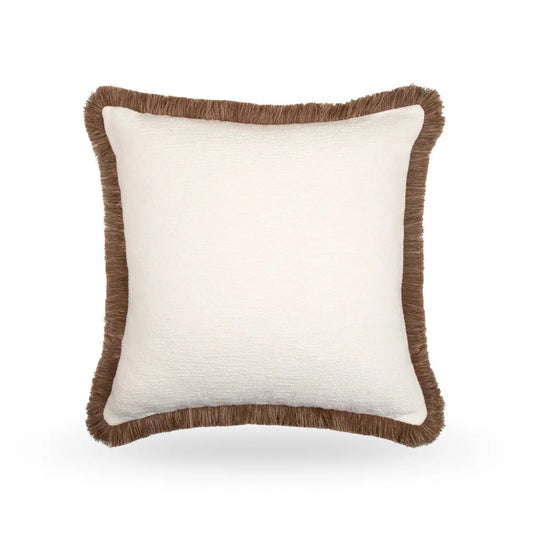 Bouclé Luxury Cushion with Multitonal Clove Fringe Onacara